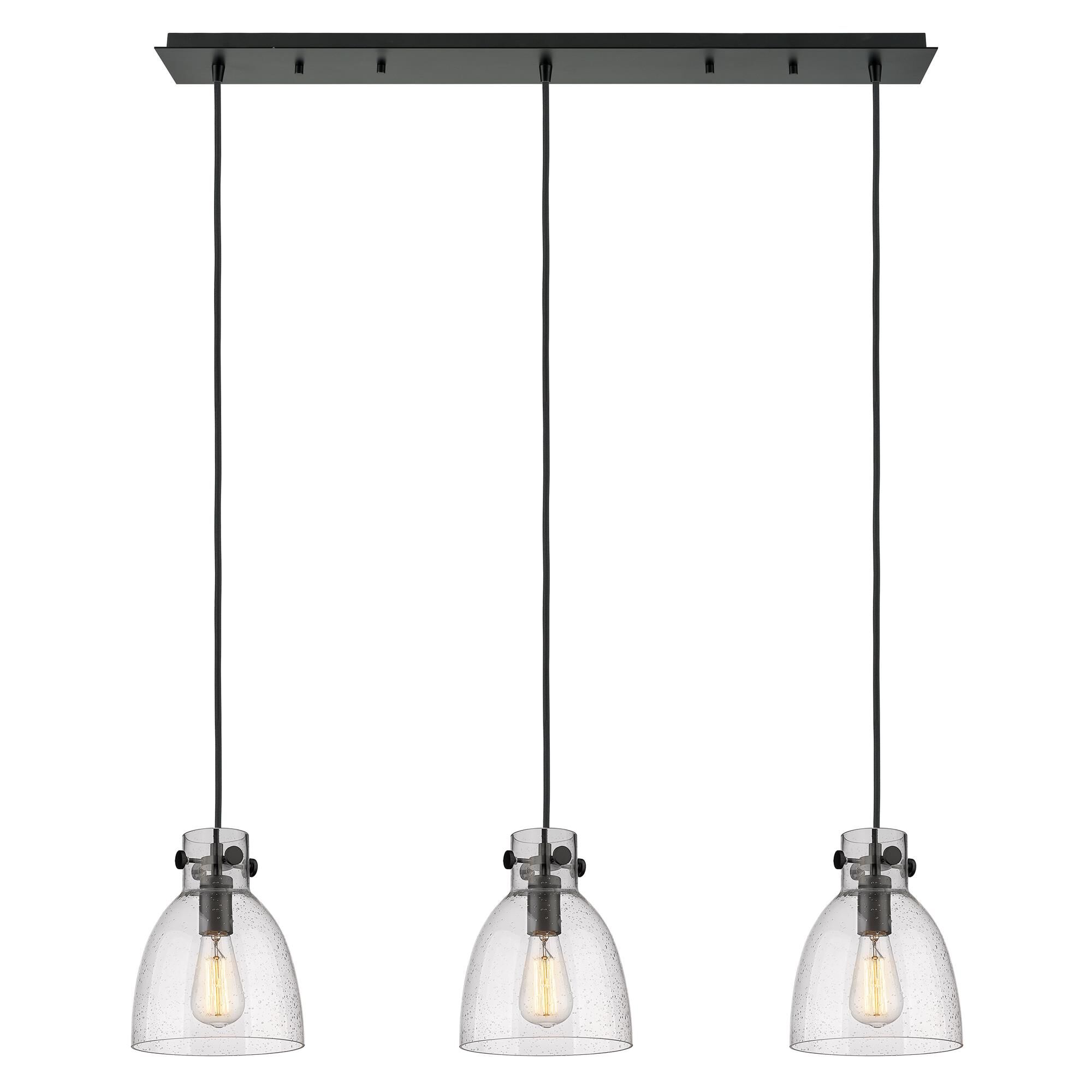 Shown in Matte Black finish and Seedy glass and Seedy Glass shade