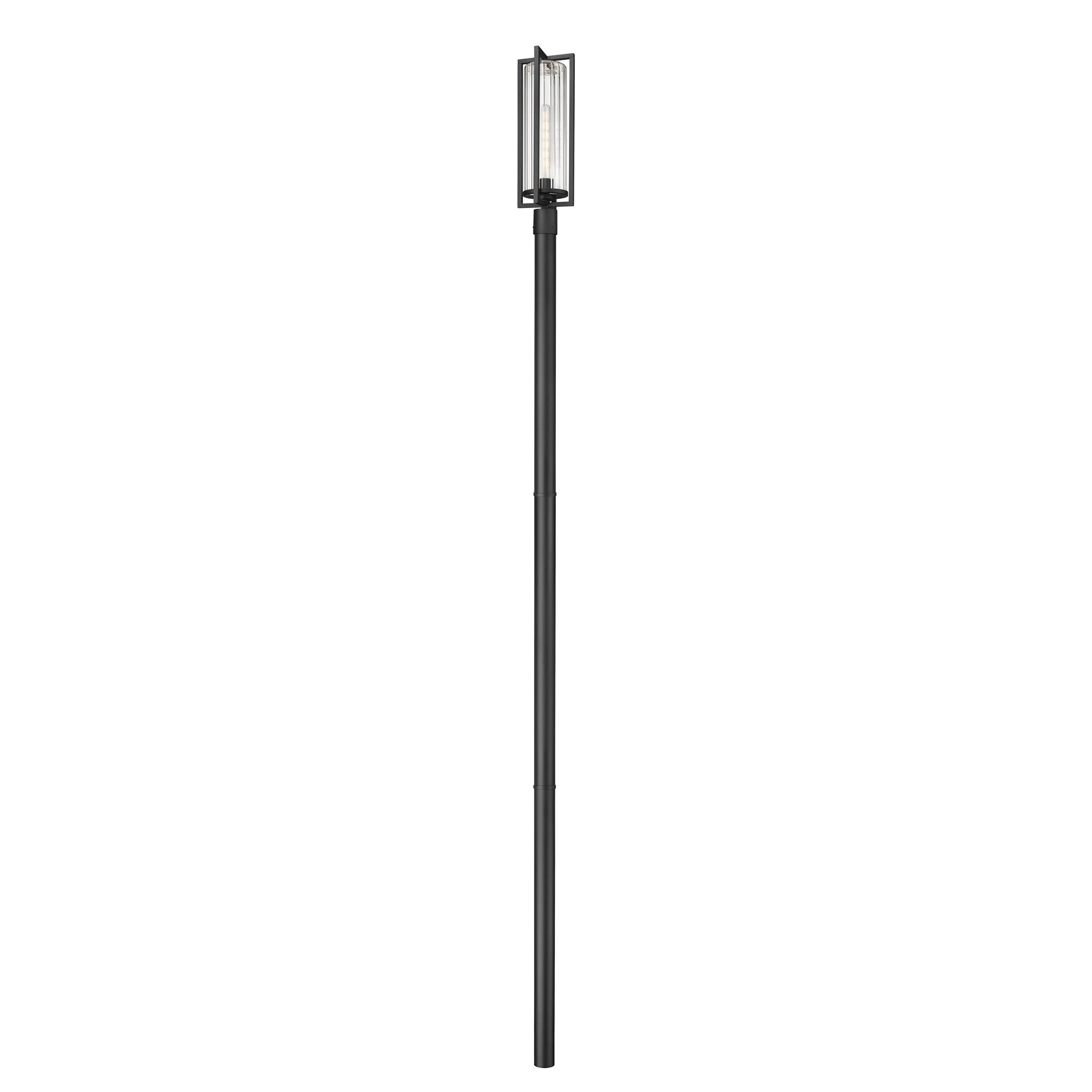 Shown in Black finish and Clear Ribbed glass and Clear Ribbed shade