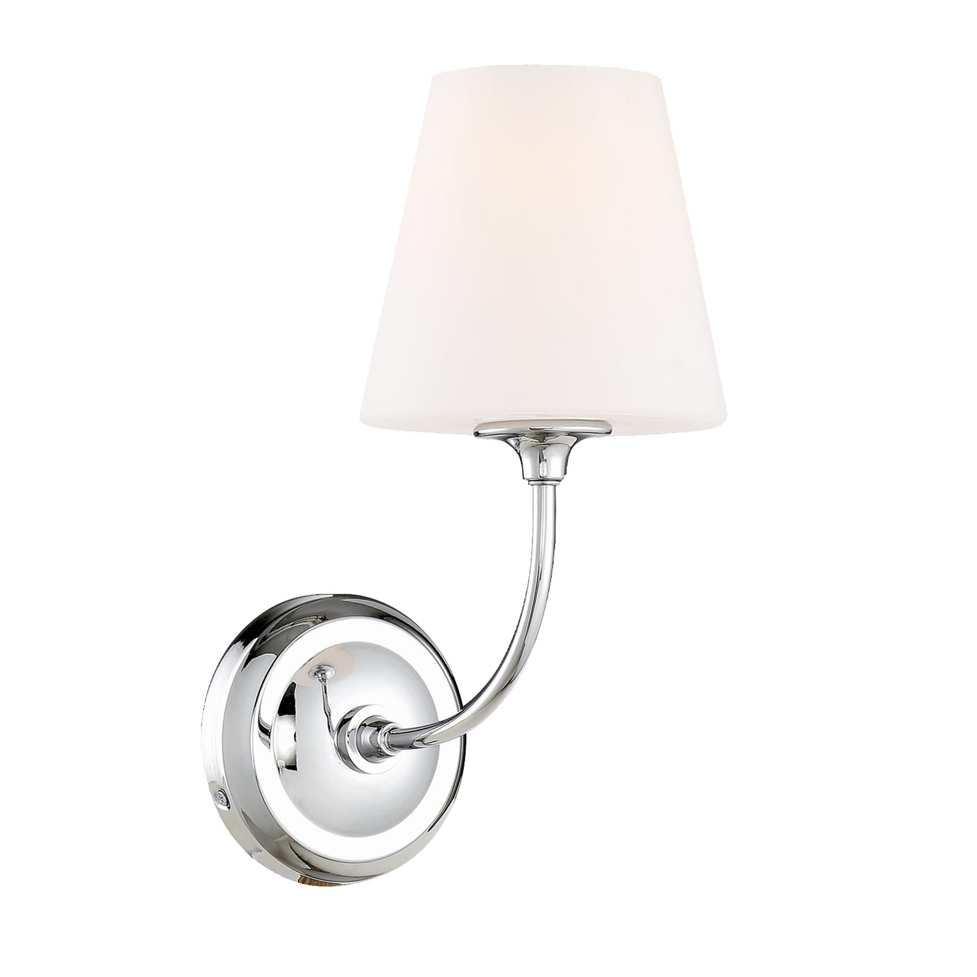 Shown in Polished Chrome finish and White glass and White Glass shade