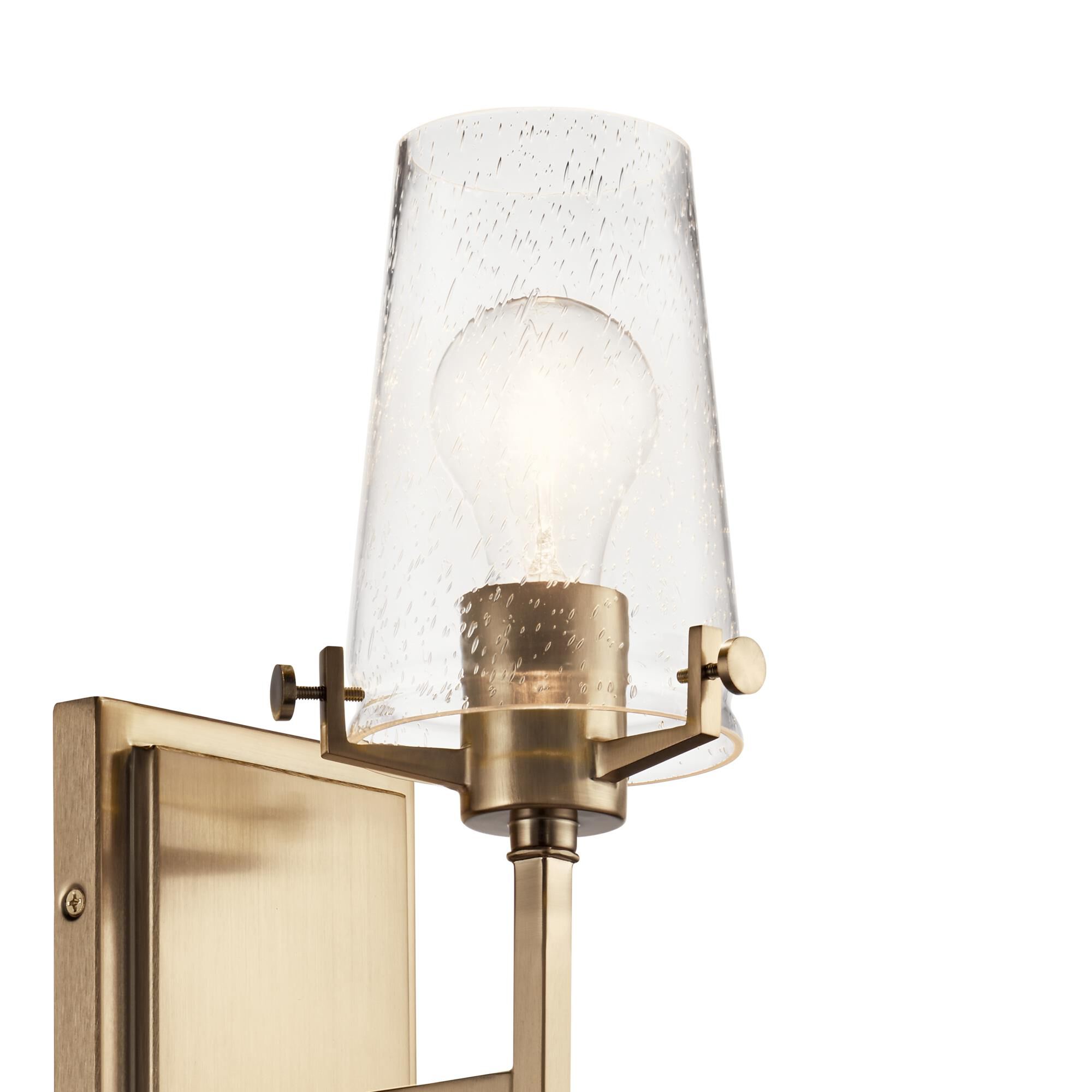 Shown in Champagne Bronze finish and Seeded glass