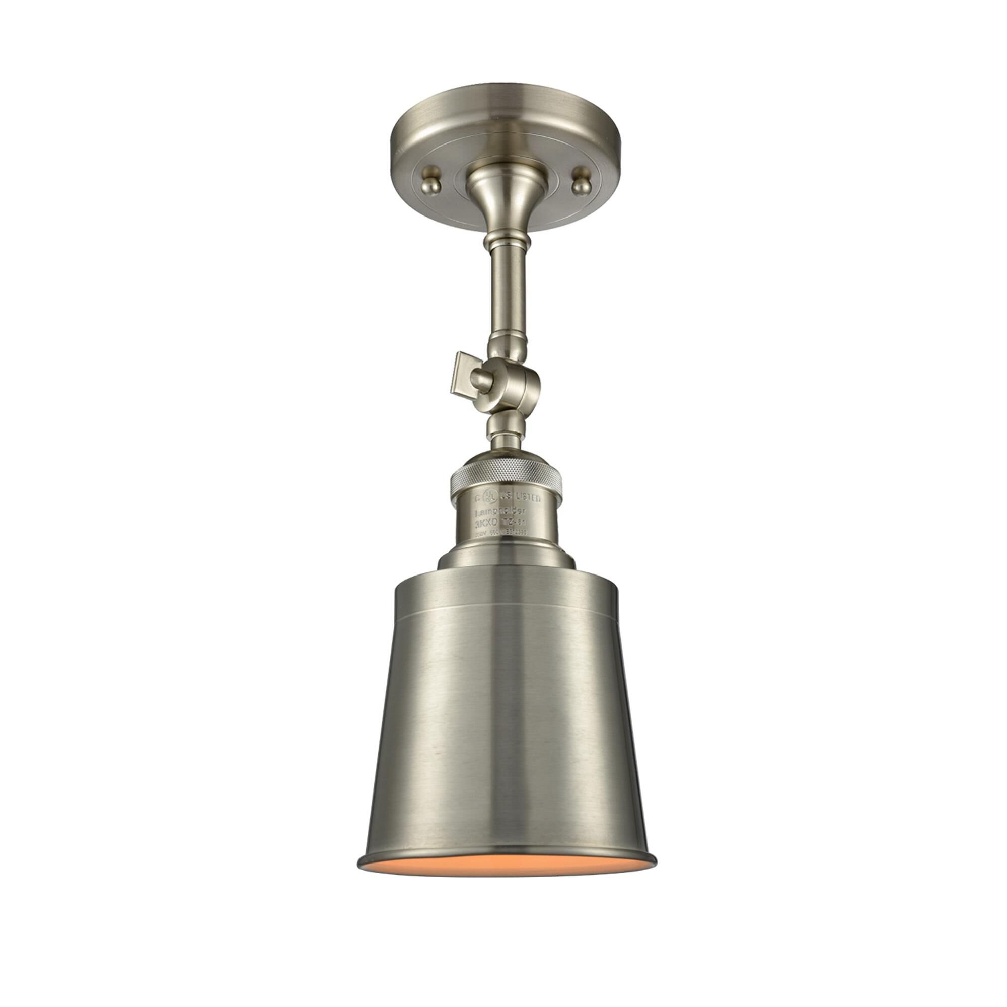 Shown in Brushed Satin Nickel finish and Brushed Satin Nickel glass and Brushed Satin Nickel shade and No Accent accent