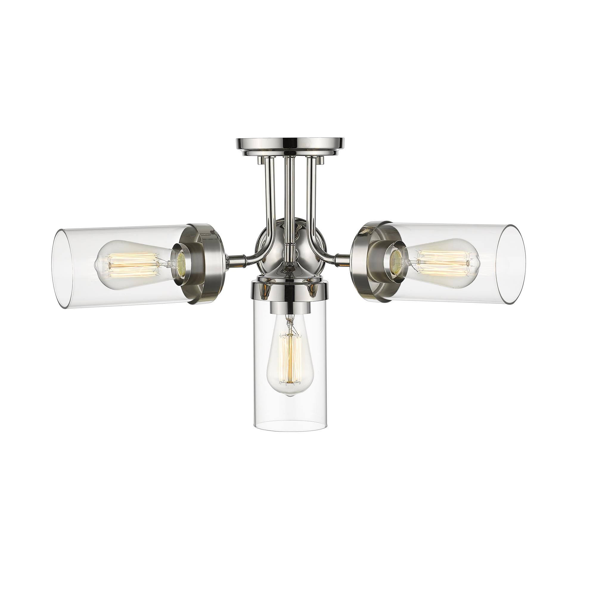 Shown in Polished Nickel finish and Glass shade