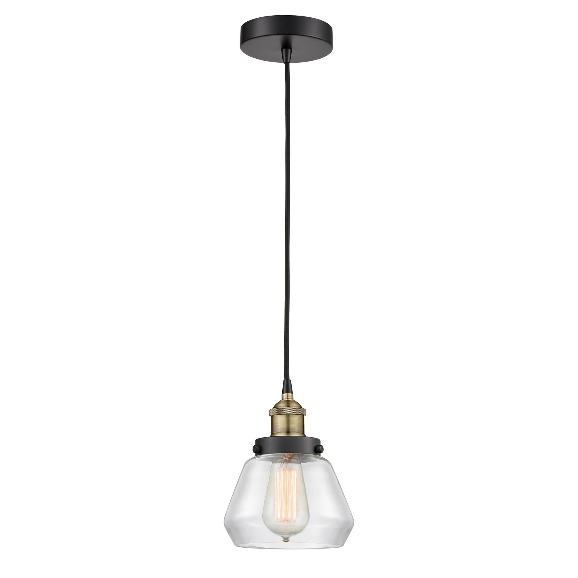 Shown in Black Antique Brass finish and Clear glass