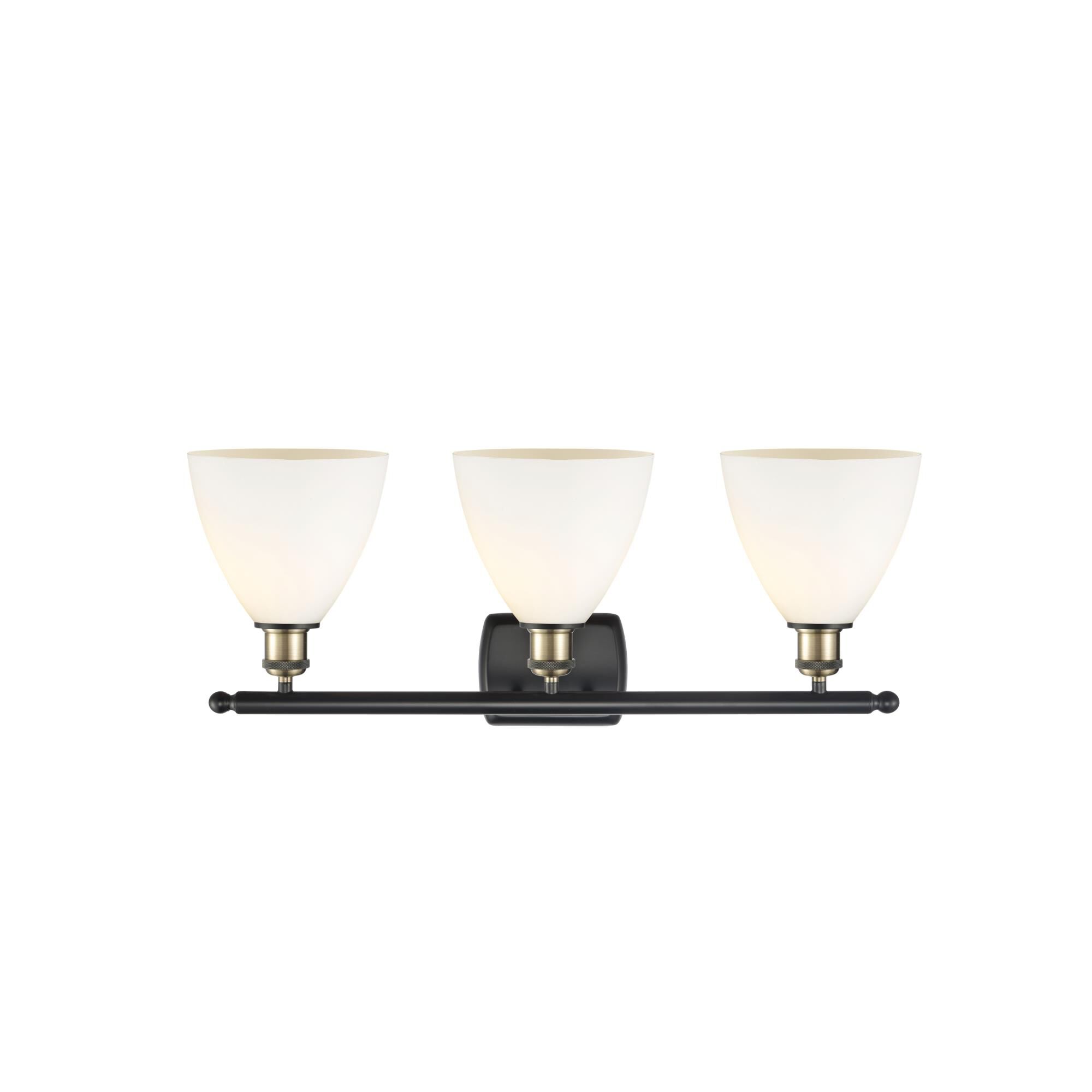 Shown in Black Antique Brass finish and Cased Matte White Ballston Dome glass and No Shade shade