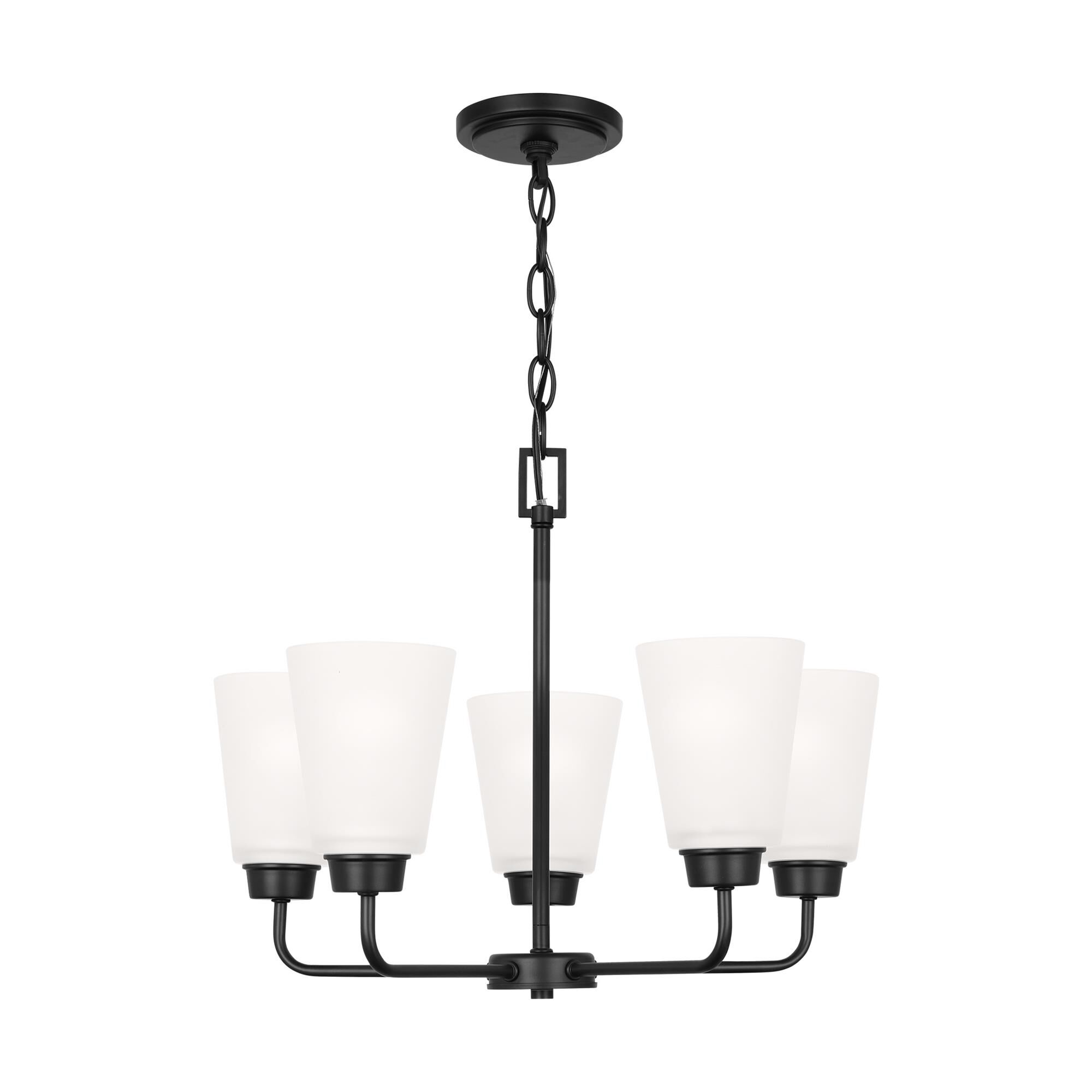 Shown in Midnight Black finish and Satin Etched Glass s shade