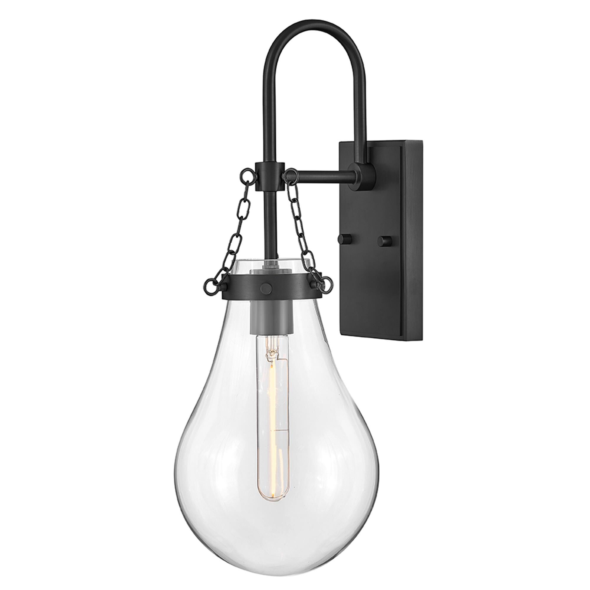Shown in Black finish and Clear glass
