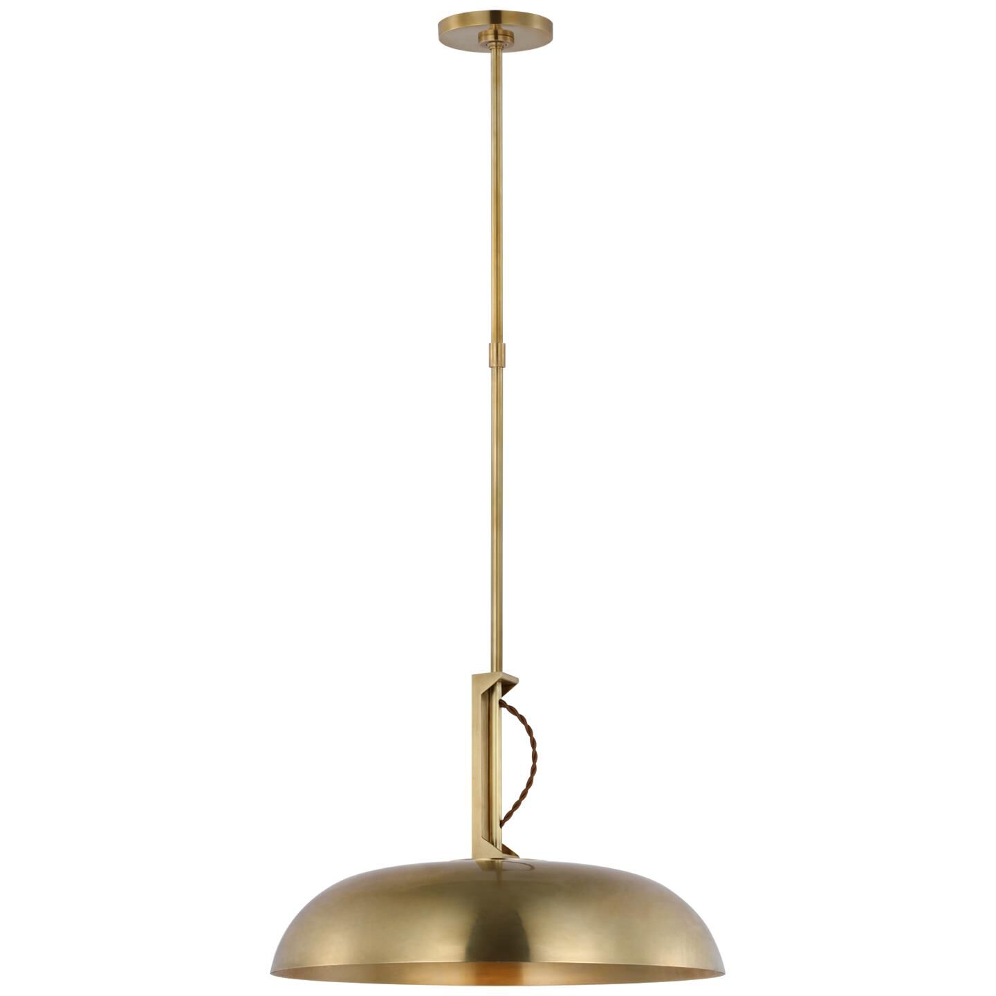 Shown in Hand-Rubbed Antique Brass finish and White glass