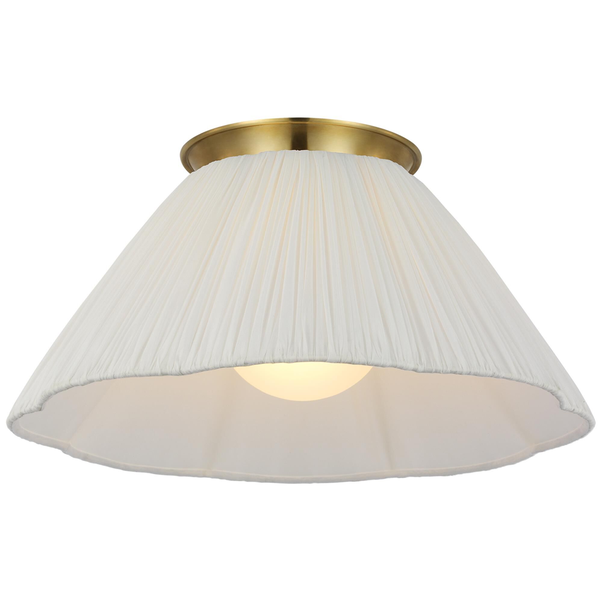 Shown in Hand-Rubbed Antique Brass finish and Scalloped Silk Pleated shade