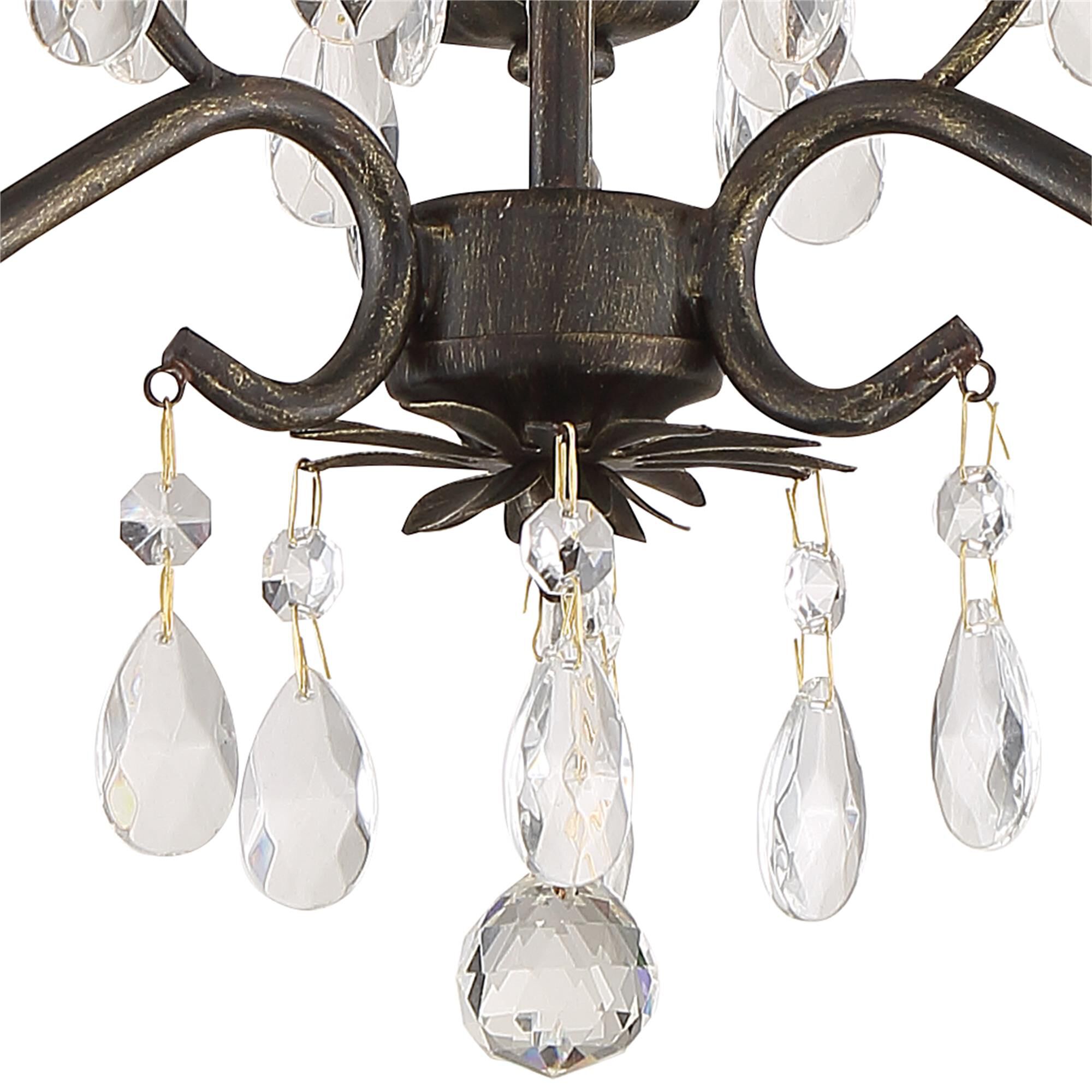Shown in English Bronze finish and Clear Hand Cut crystal