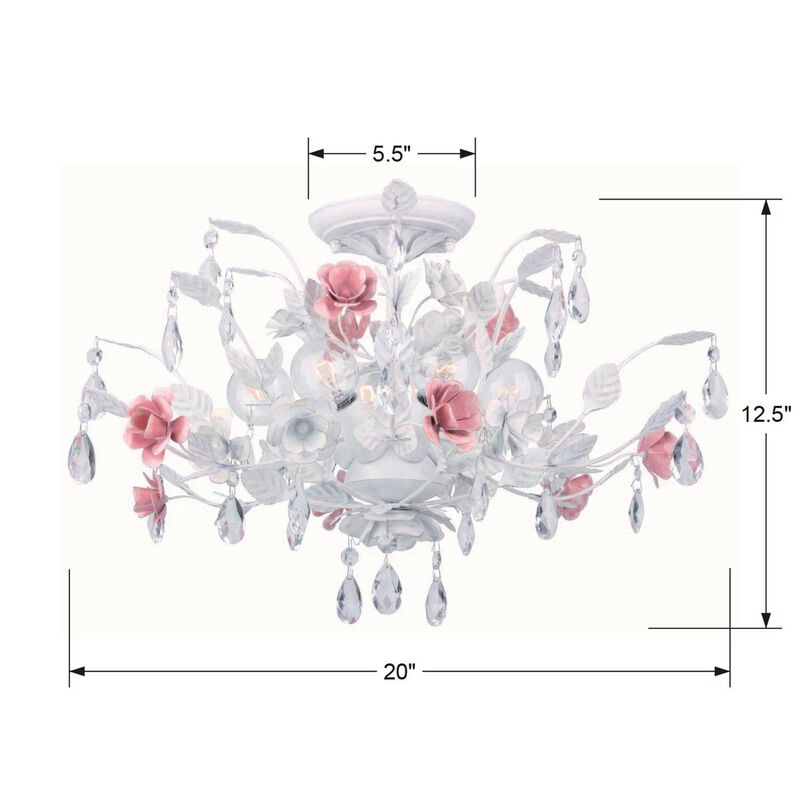 Lola 20 Inch 6 Light Semi Flush Mount by Crystorama