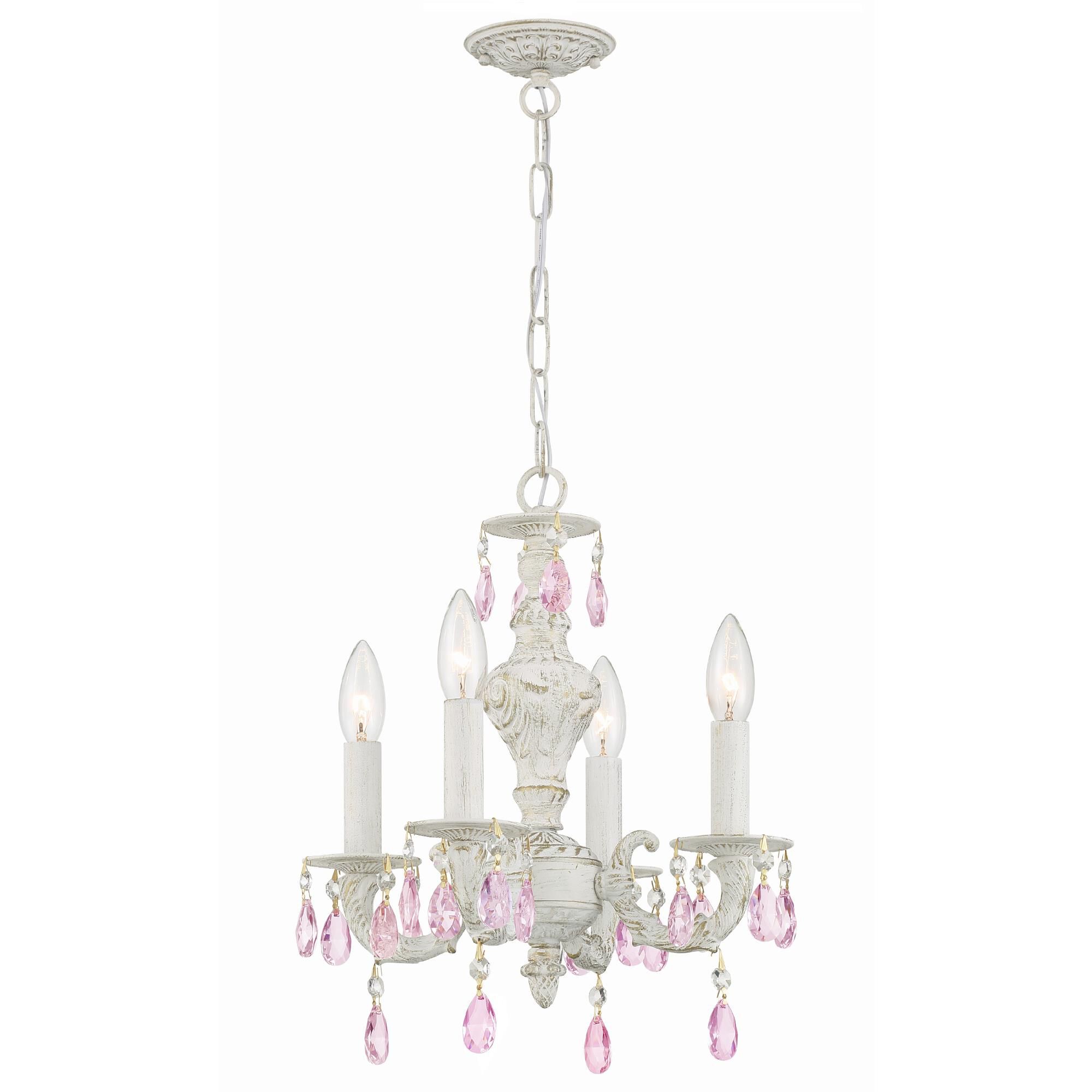 Shown in Antique White finish and Rose Colored Hand Cut crystal