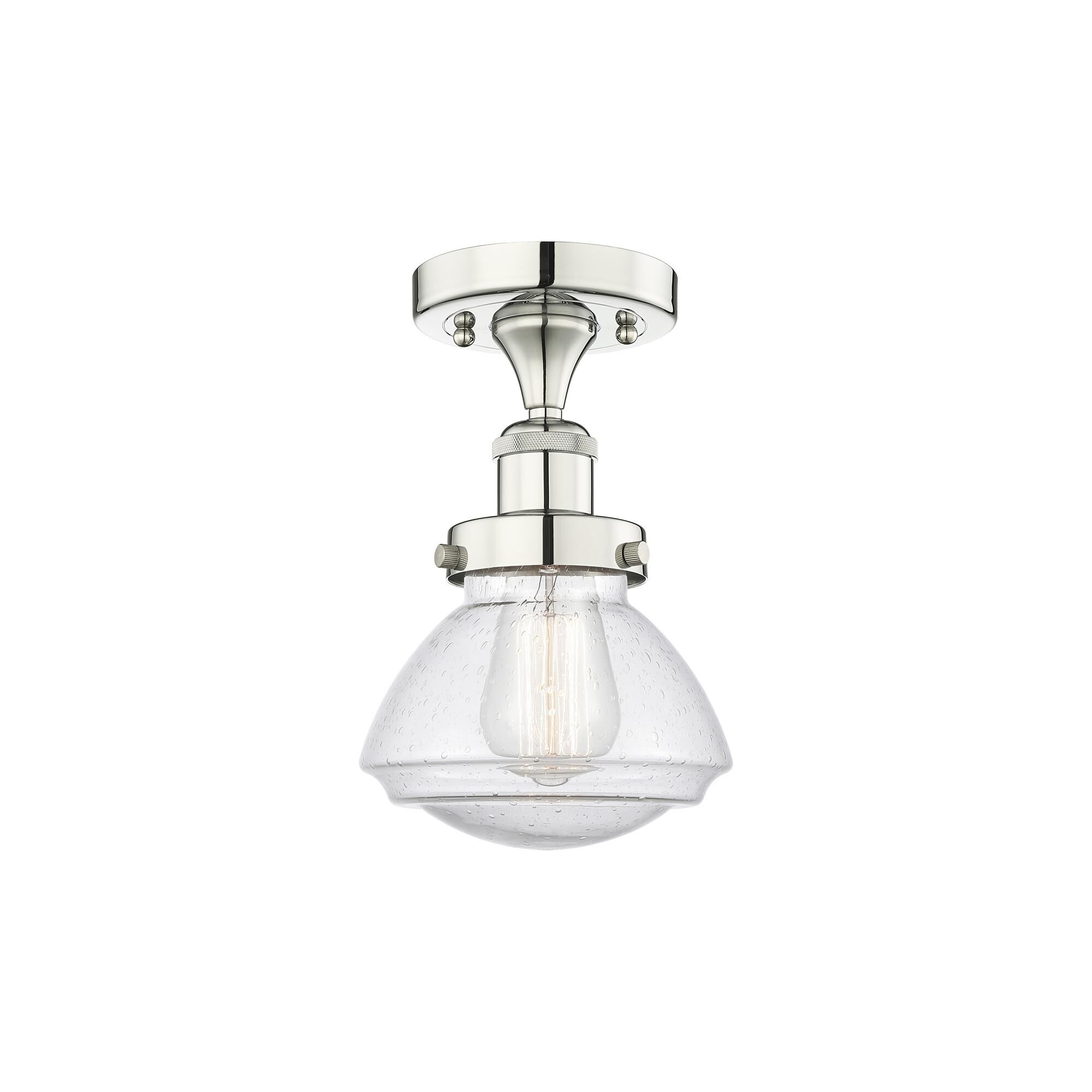 Shown in Polished Nickel finish and Seedy glass