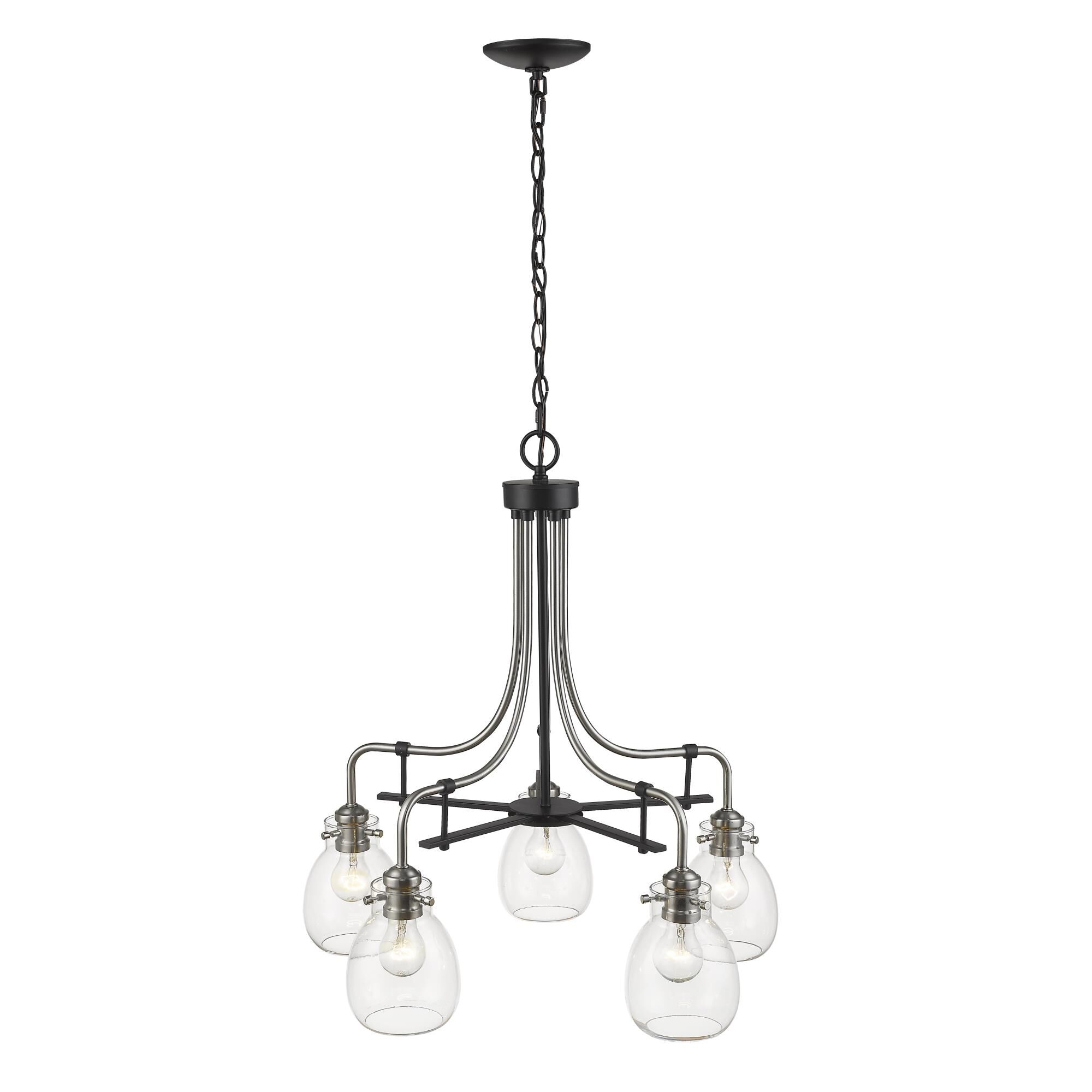 Shown in Matte Black + Brushed Nickel finish and Glass shade