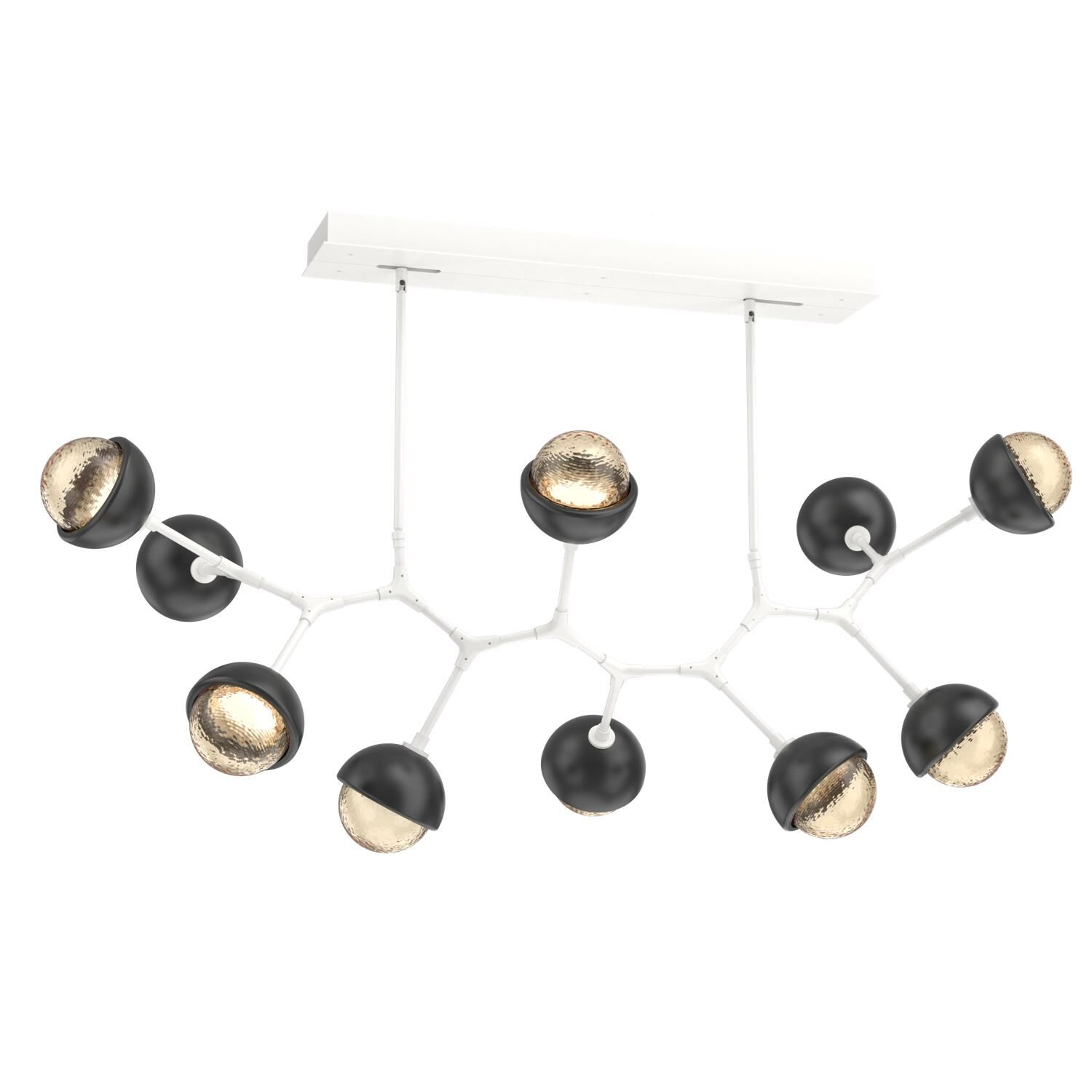 Shown in Salt White finish and Amber glass and Matte Black accent