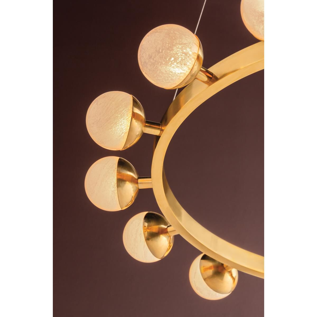 Shown in Vintage Brass finish and Cloud glass