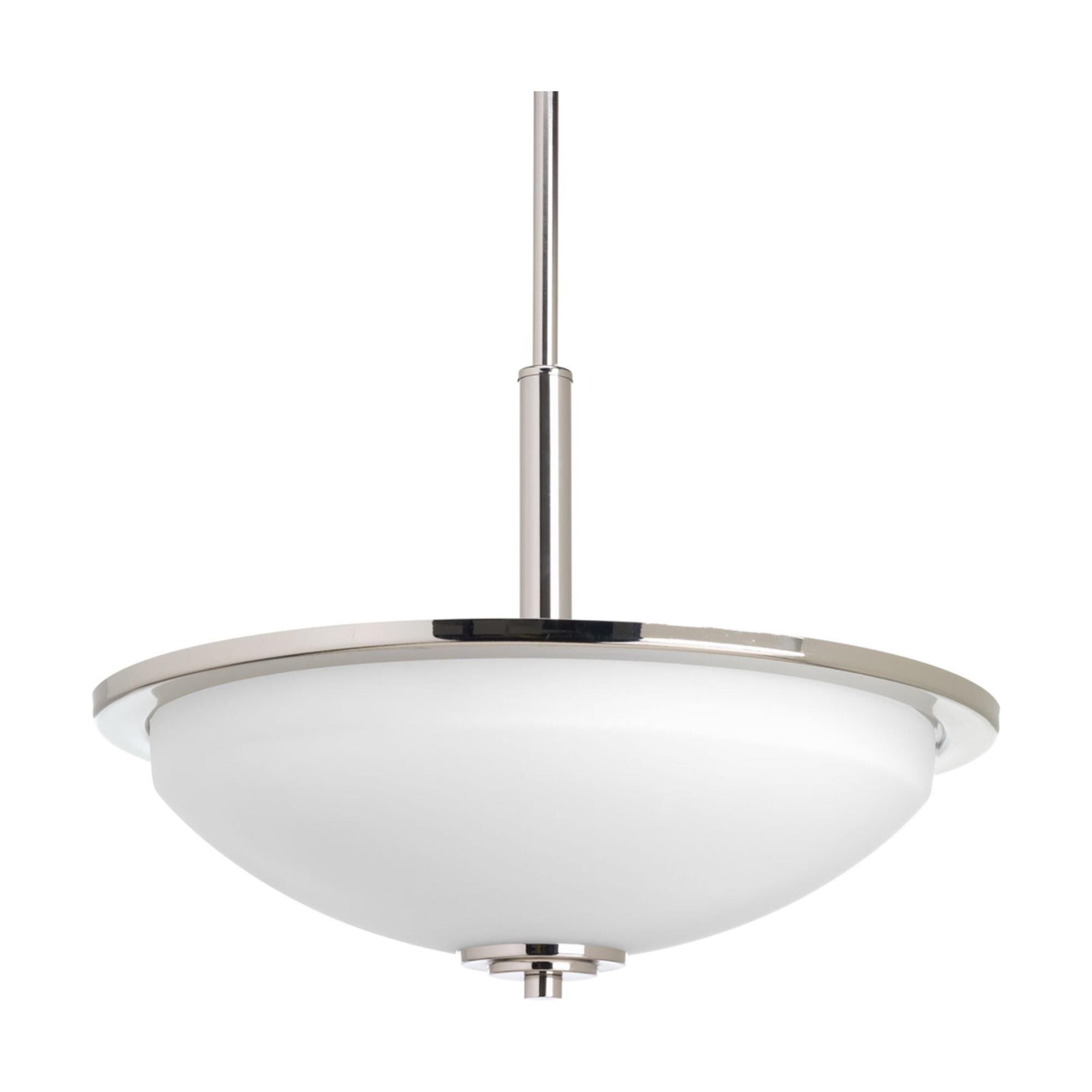 Shown in Polished Nickel finish and Etched Outside, Painted White Inside glass