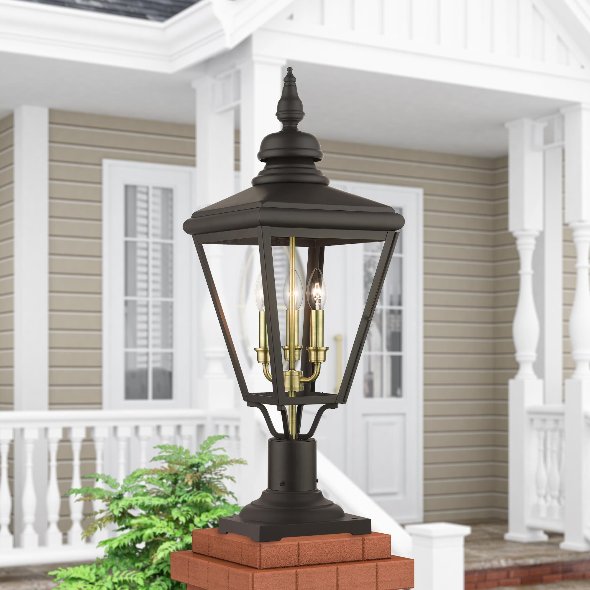 Adams 26 Inch Tall 3 Light Outdoor Post Lamp by Livex Lighting