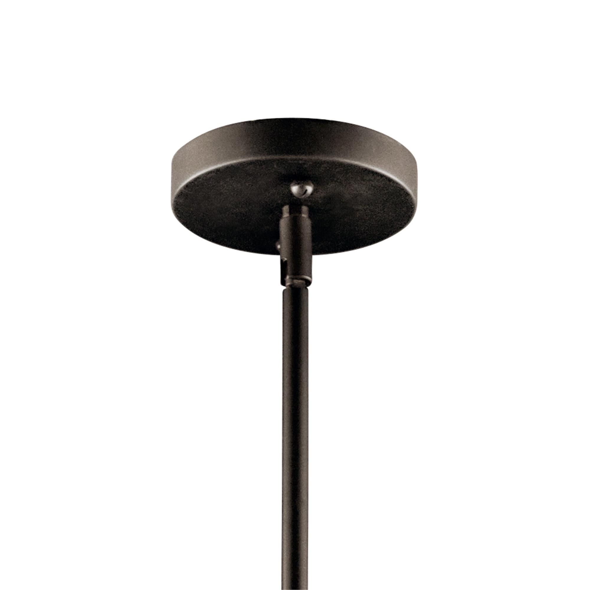 Shown in Olde Bronze finish and Satin Etched Tempered glass and White Microfiber shade