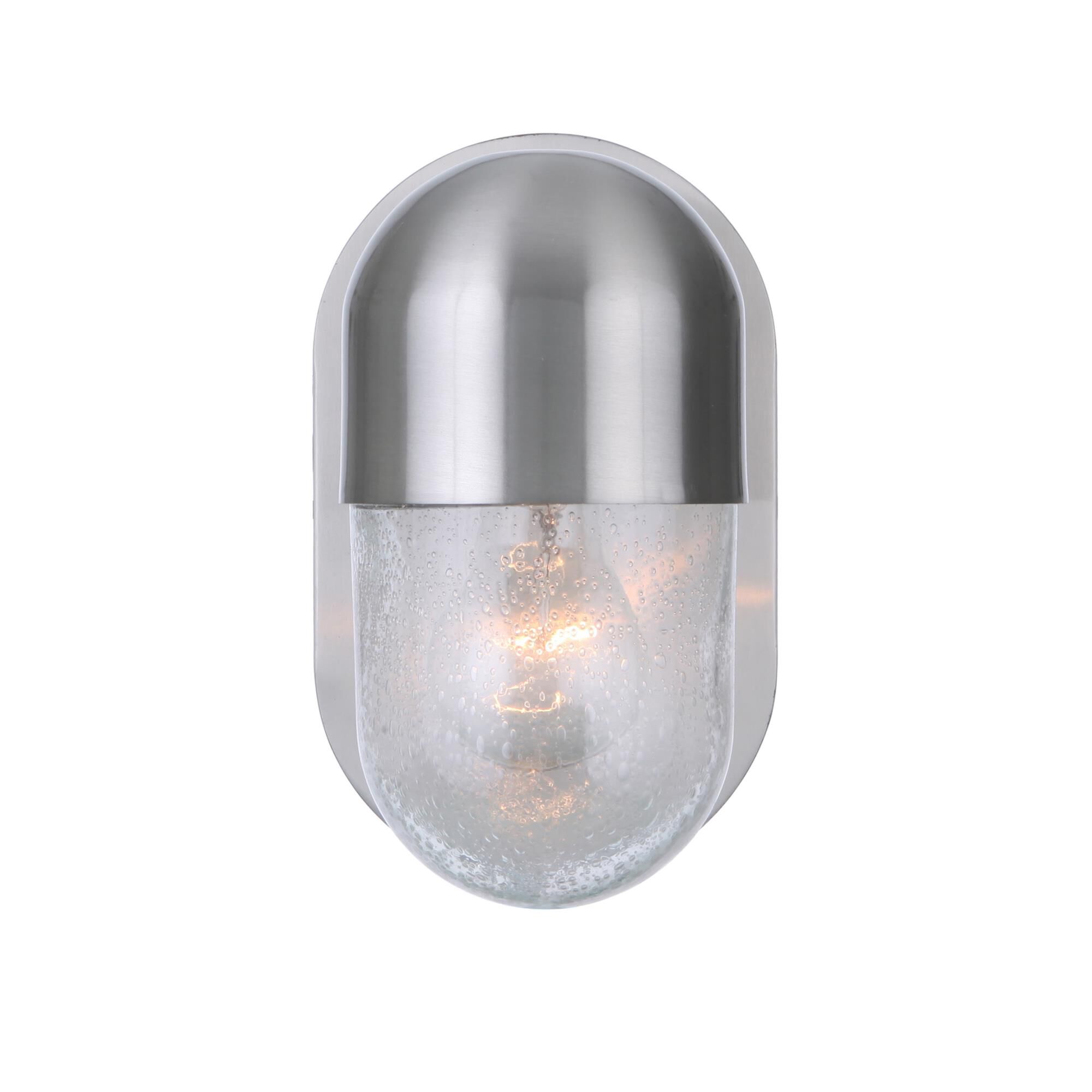 Shown in Brushed Polished Nickel finish and Clear Seeded glass and Glass shade