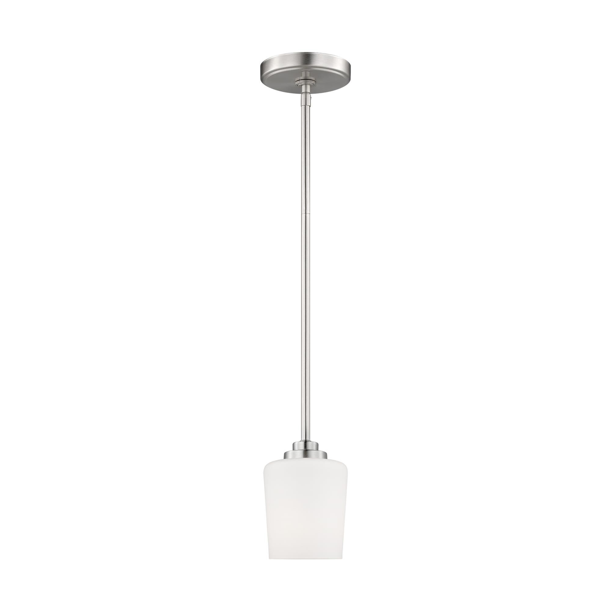 Shown in Brushed Nickel finish and Etched / White Inside glass and Etched / White Inside Glass shade
