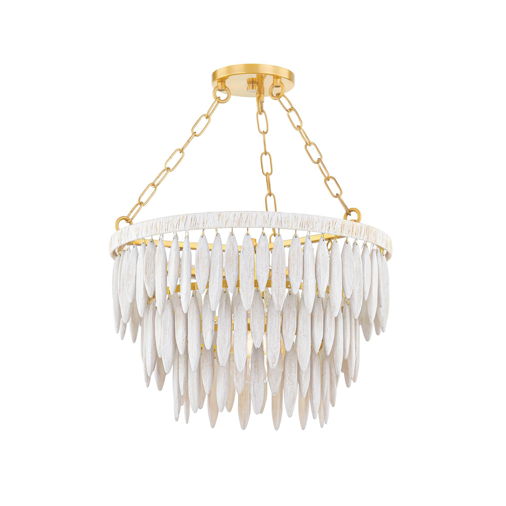 Shown in Aged Brass finish and White Washed shade