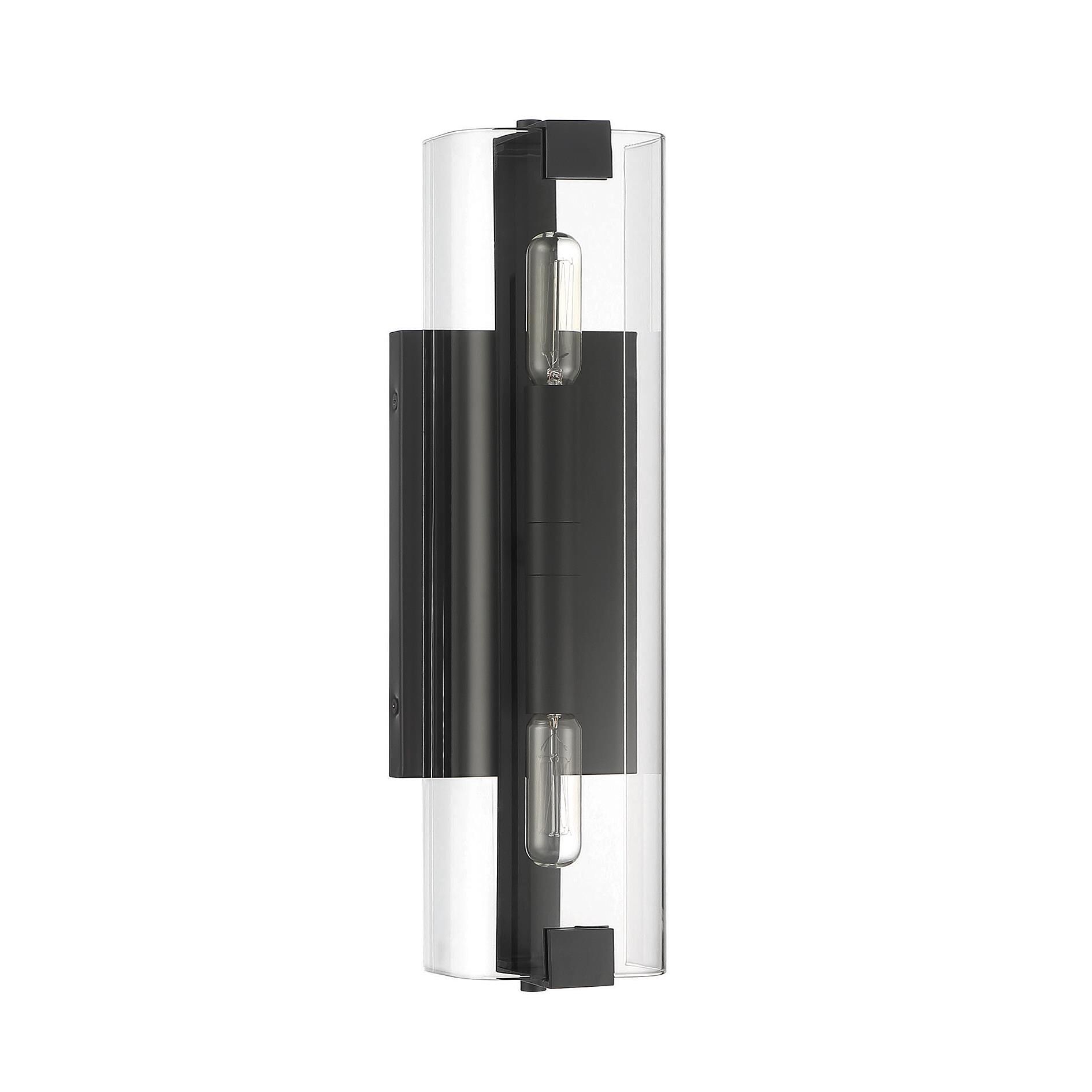 Shown in Matte Black finish and Clear glass and Glass shade