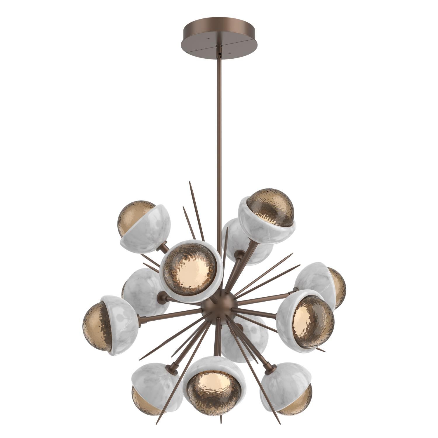 Shown in Burnished Bronze finish and Bronze glass and White Marble accent