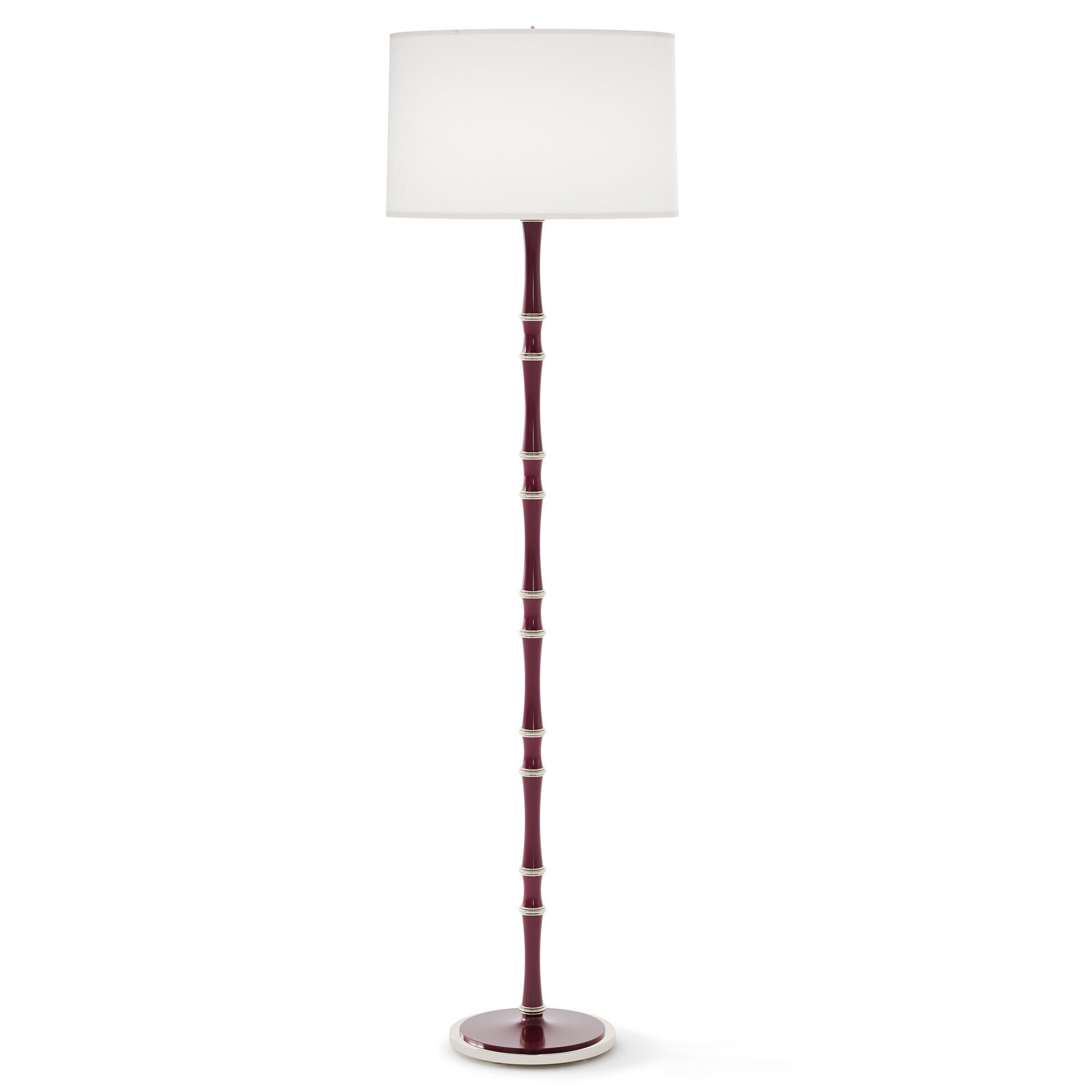Shown in Sugar Plum finish and Ascot White shade and Polished Nickel accent