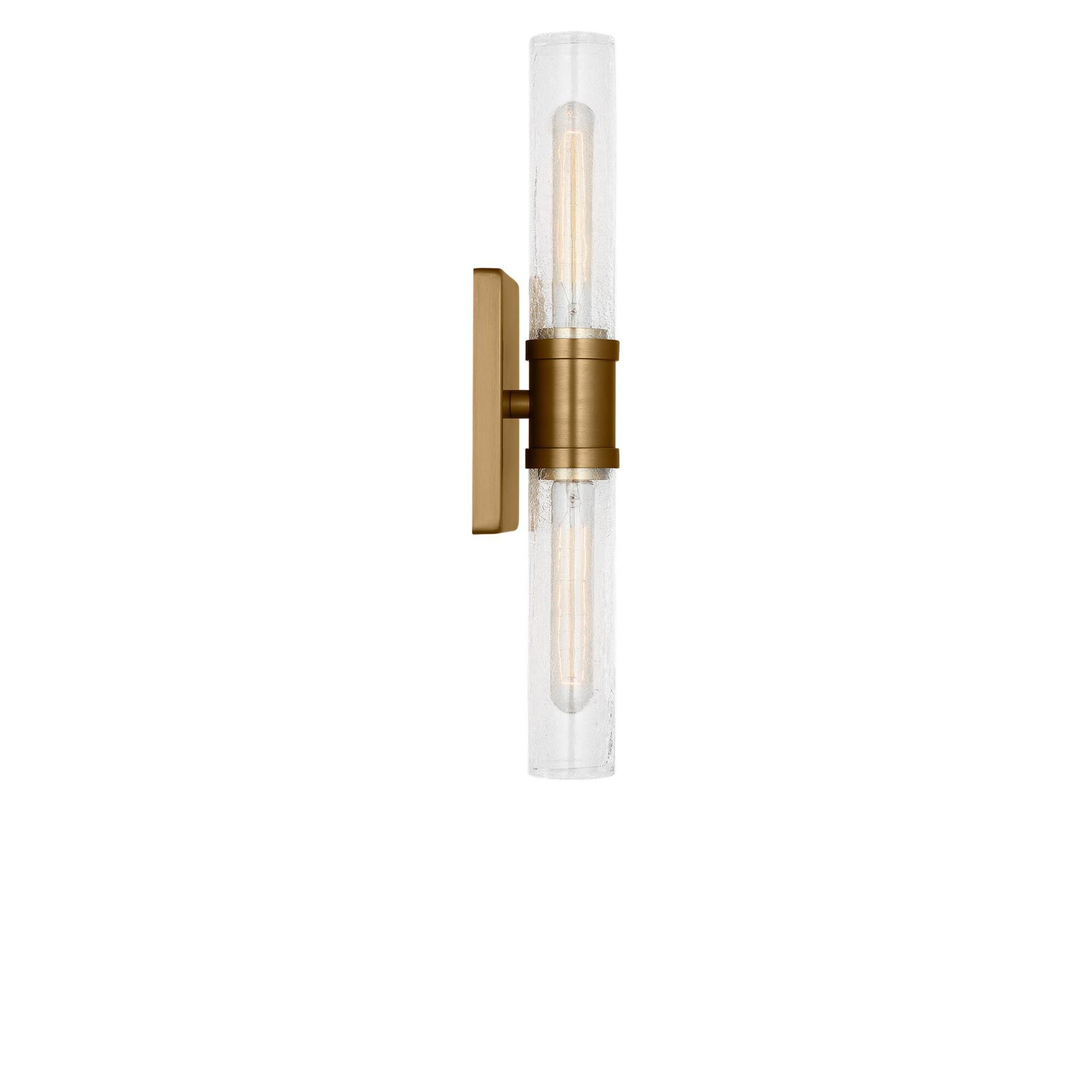Shown in Satin Brass finish and Crackle glass