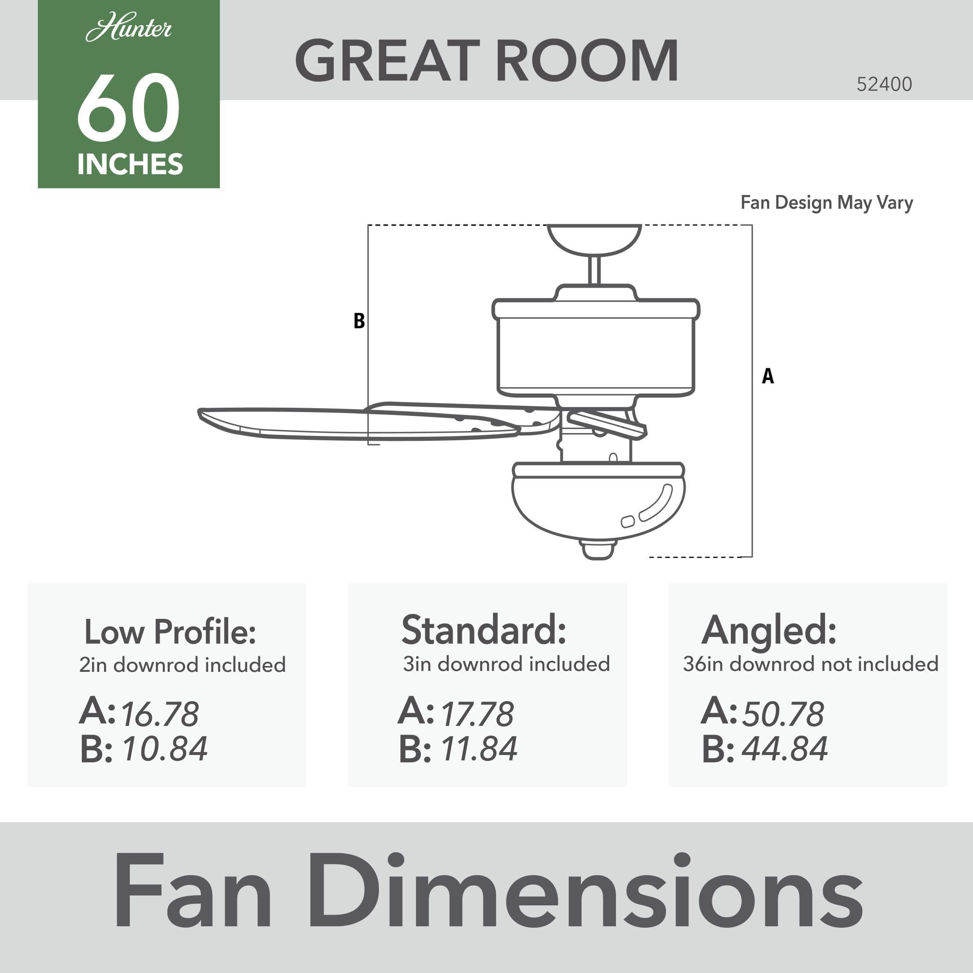 Reveille 60 Inch Ceiling Fan with Light Kit by Hunter Fan