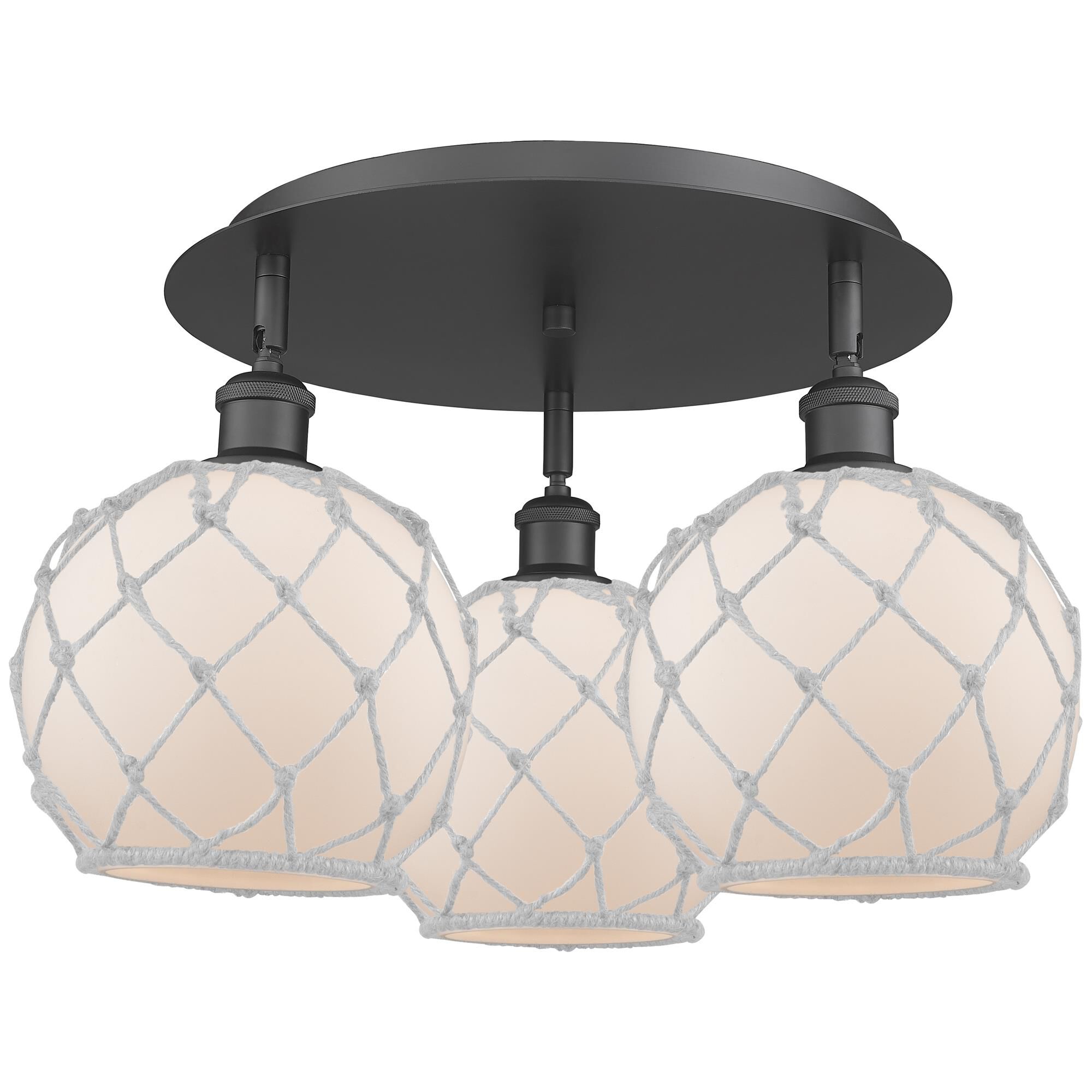 Shown in Matte Black finish and White with White Rope glass