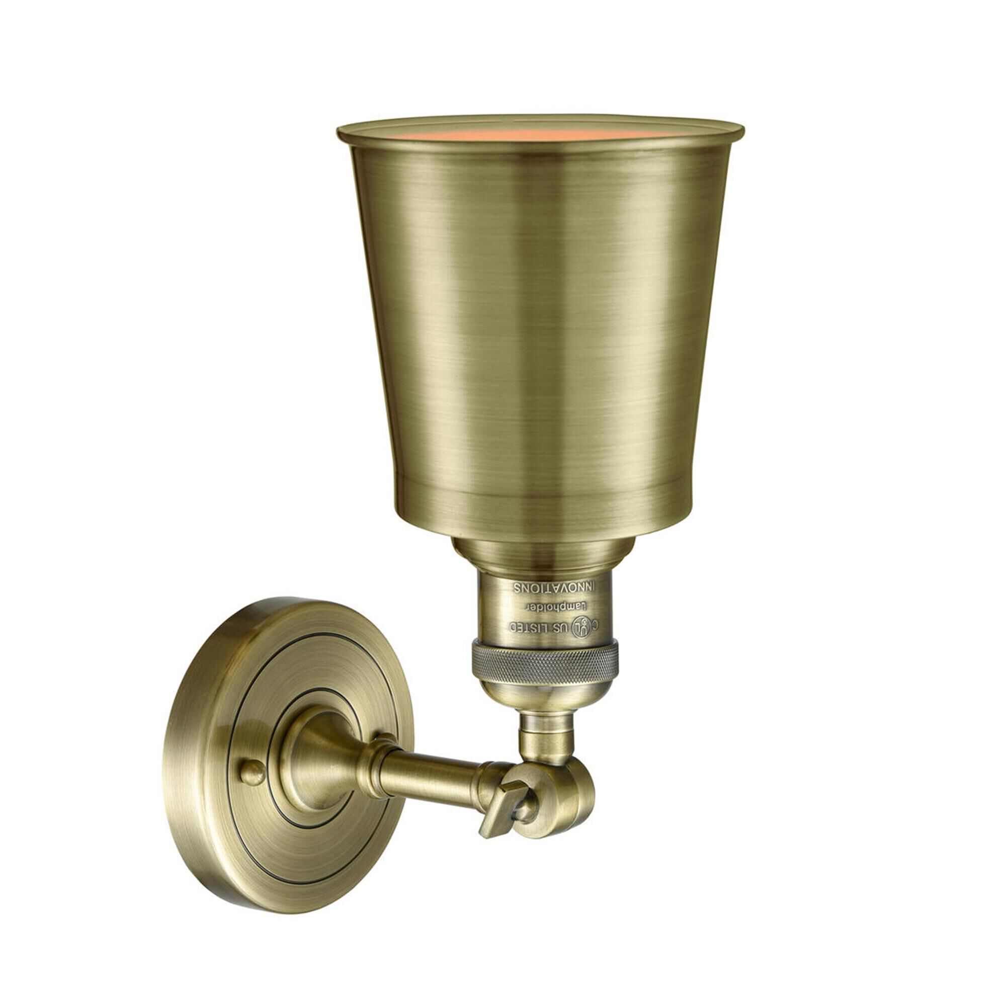 Shown in Antique Brass finish and Antique Brass glass and Antique Brass shade and No Accent accent