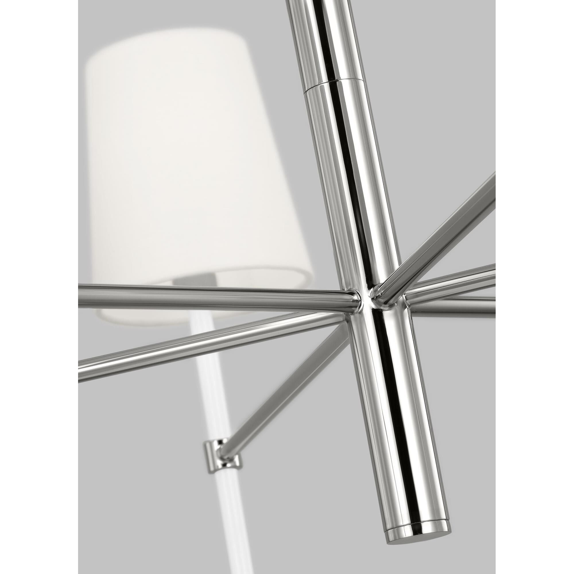 Shown in Polished Nickel finish and White Linen Fabric shade