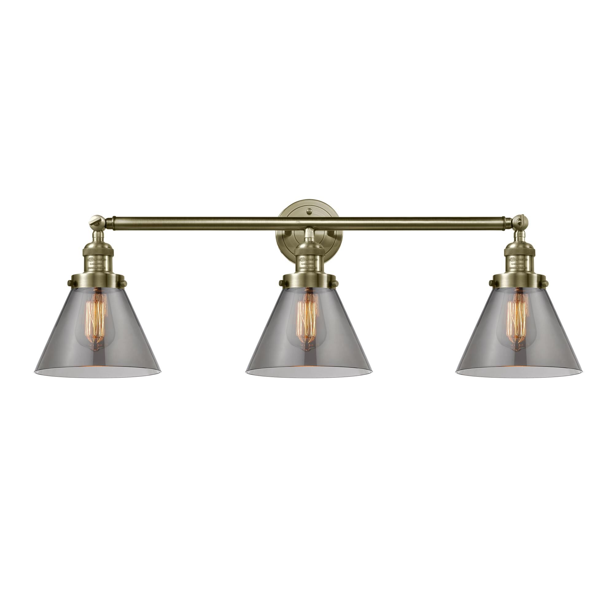 Bruno Marashlian Large Cone 32 Inch 3 Light Bath Vanity Light by Innovations Lighting