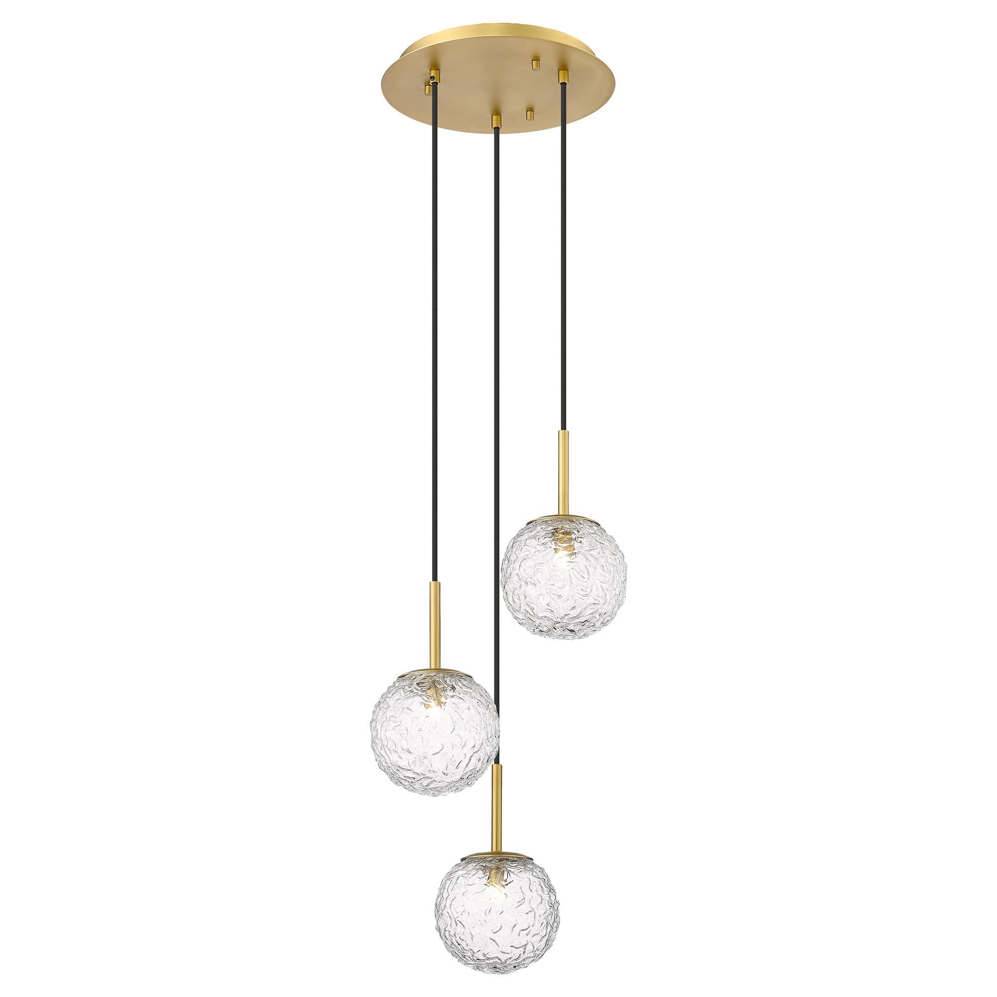 Shown in Brushed Brass finish and Clear shade