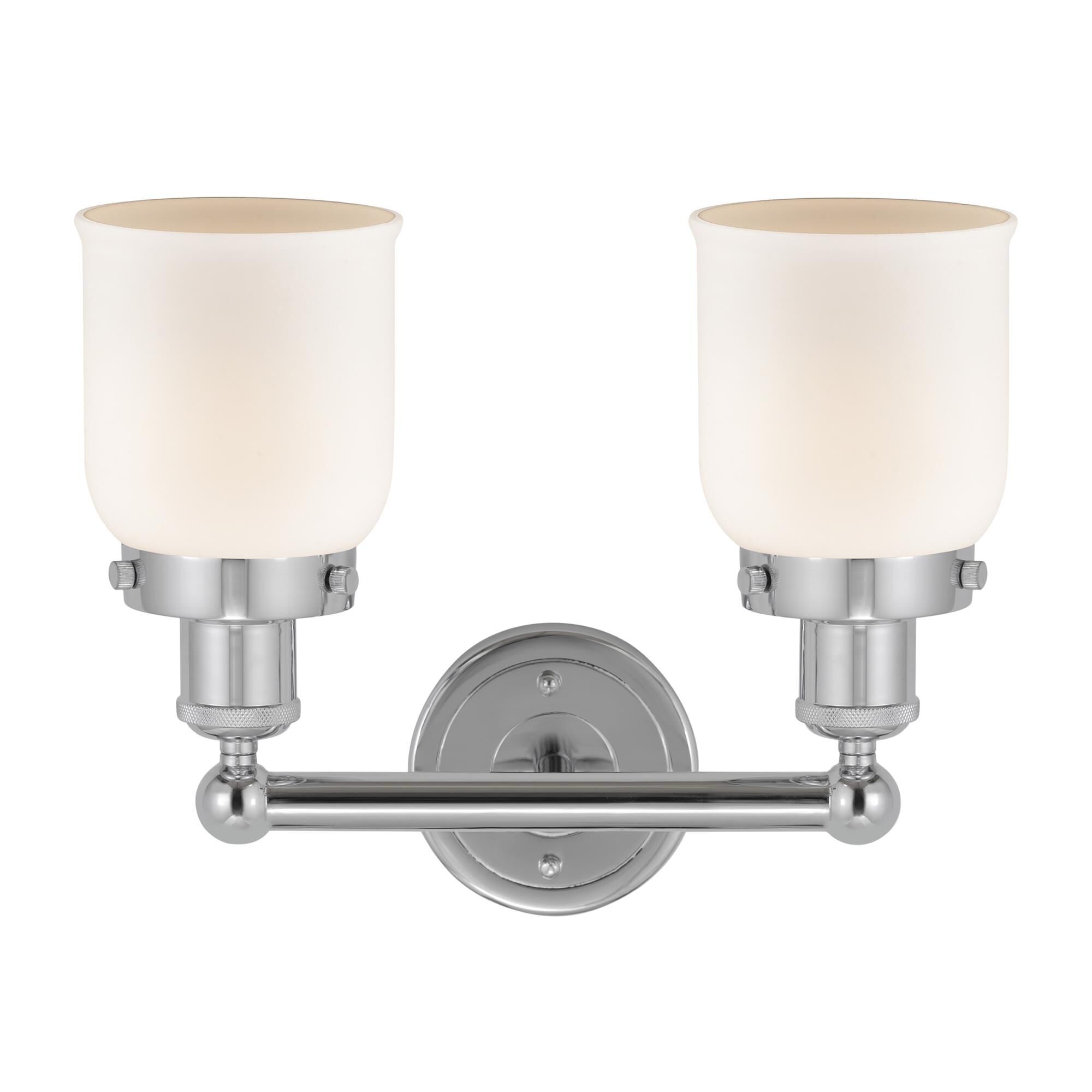Shown in Polished Chrome  finish and Matte White glass