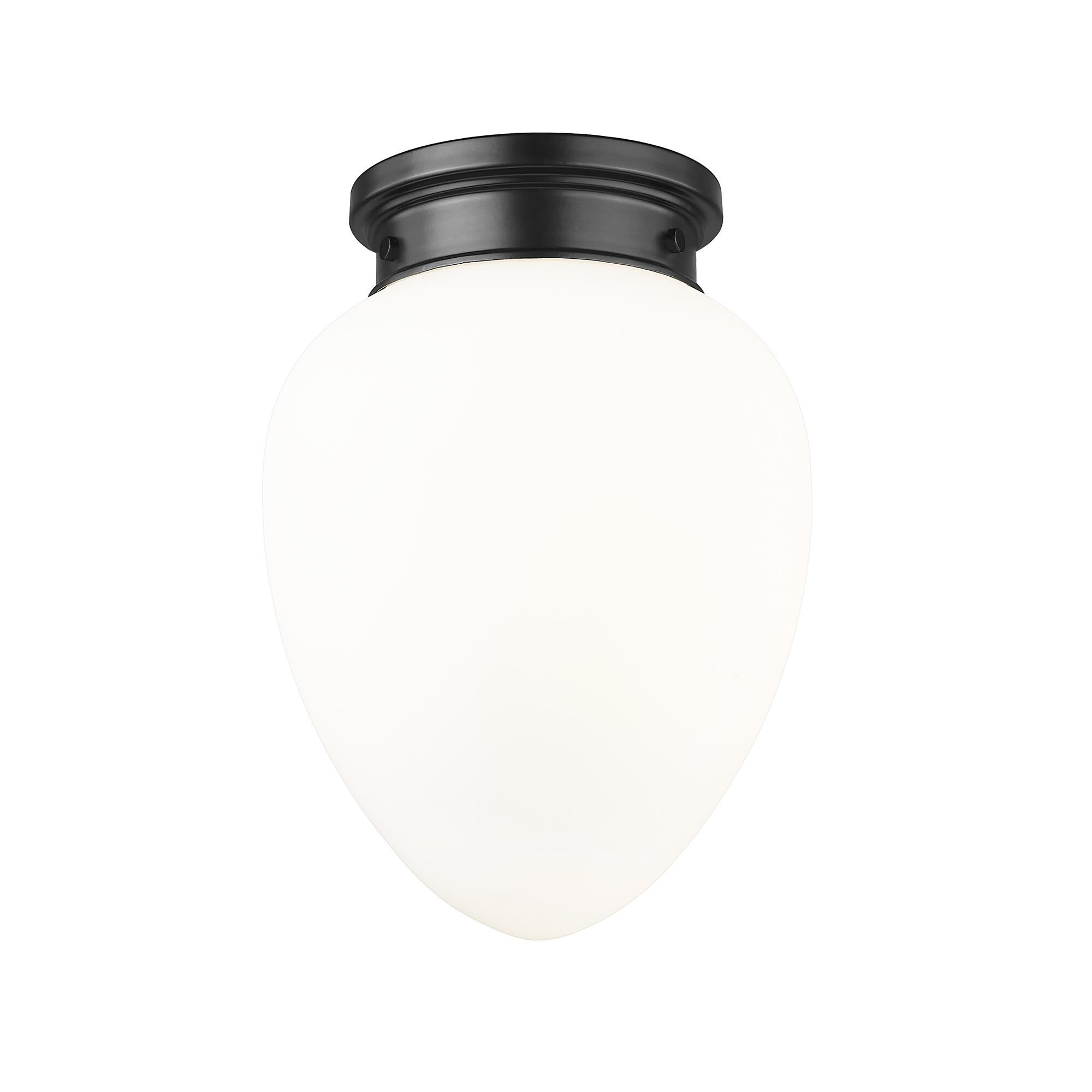 Shown in Matte Black finish and Etched Opal glass and Etched Opal shade