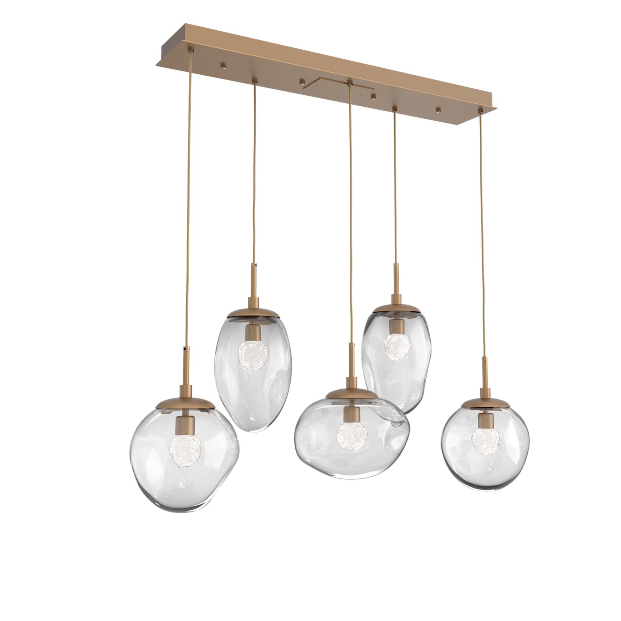 Shown in Novel Brass finish and Floret Inner And Clear Outer glass