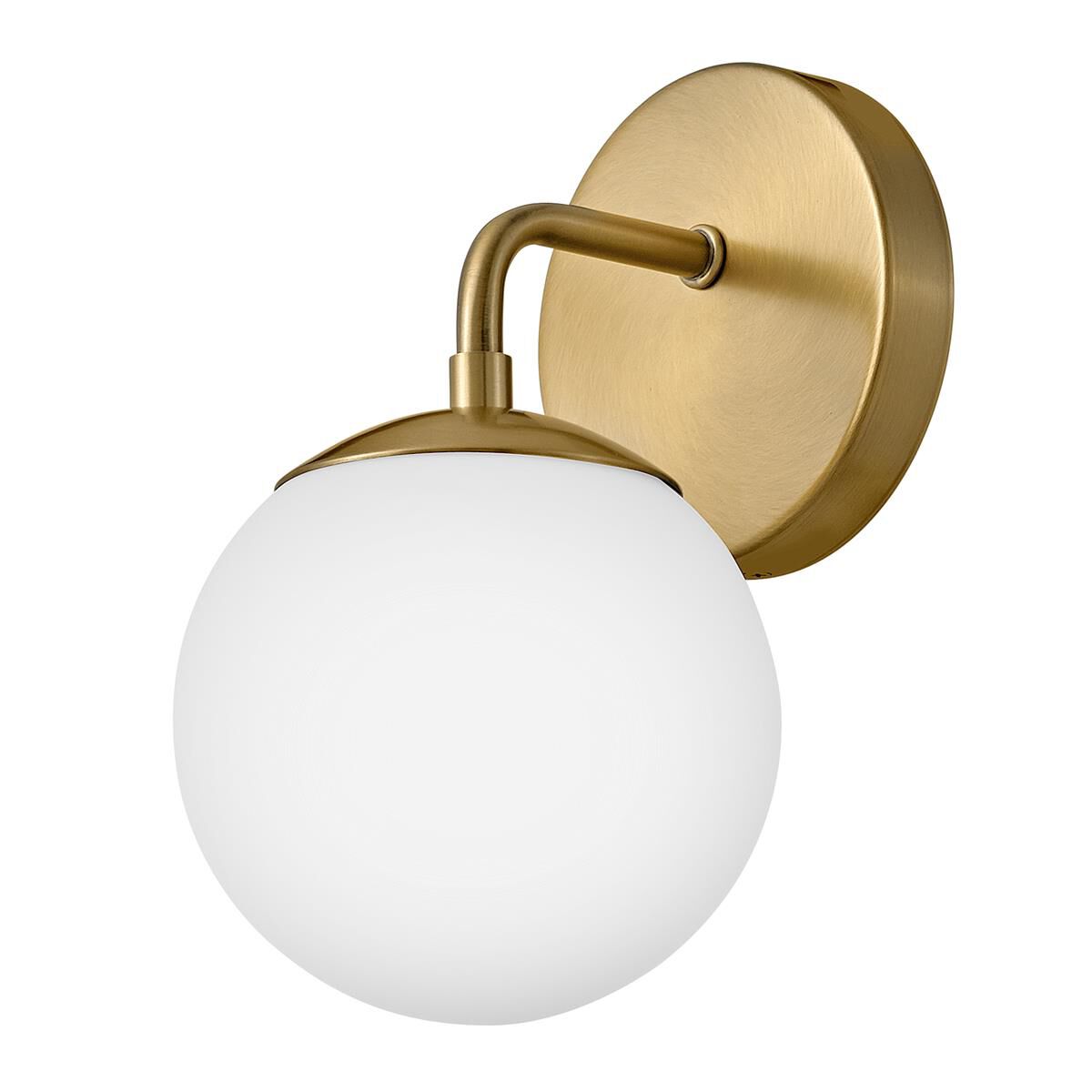 Shown in Lacquered Brass finish and White glass