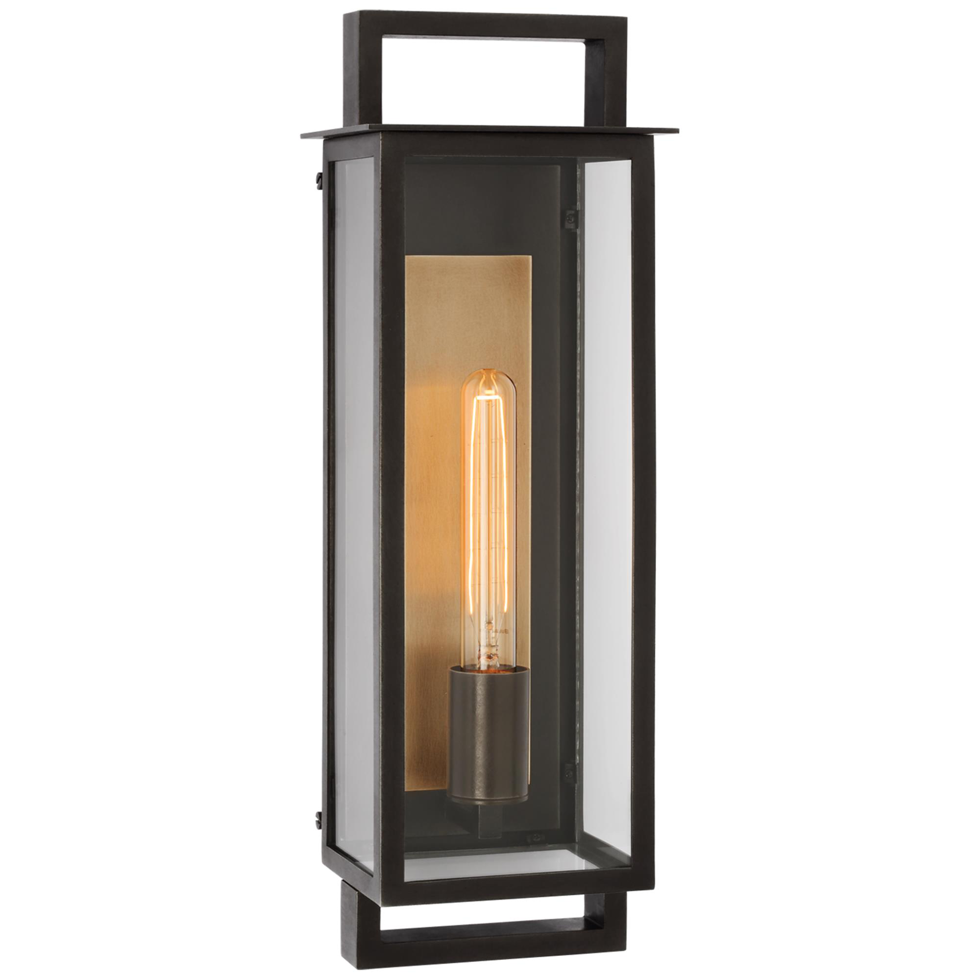 Shown in Aged Iron finish and Clear glass