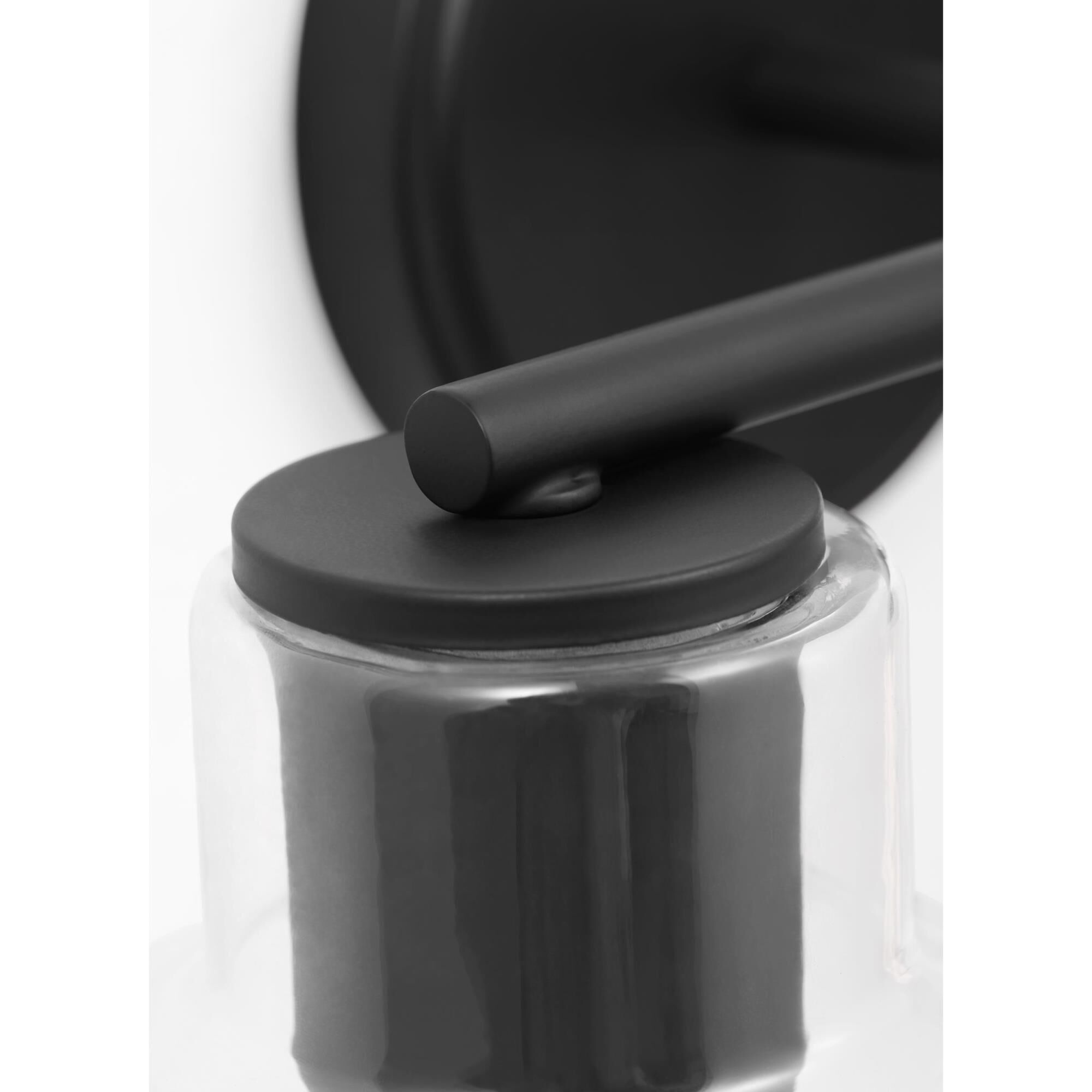 Shown in Midnight Black finish and Clear Glass s shade