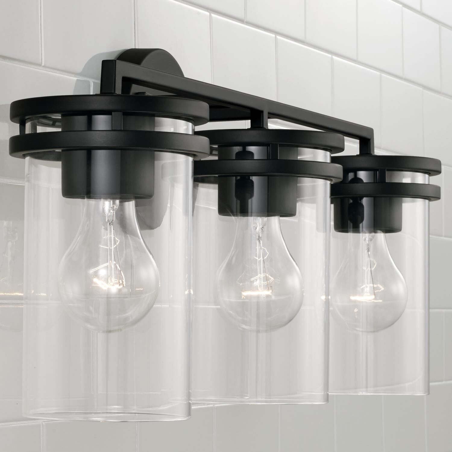 Shown in Matte Black finish and Clear glass