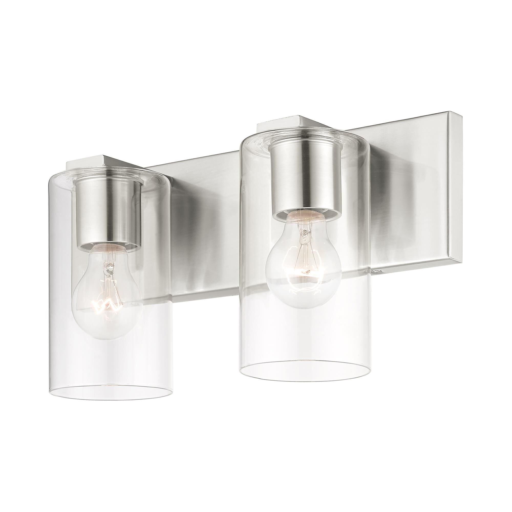 Shown in Brushed Nickel finish and Clear glass and Clear Glass shade