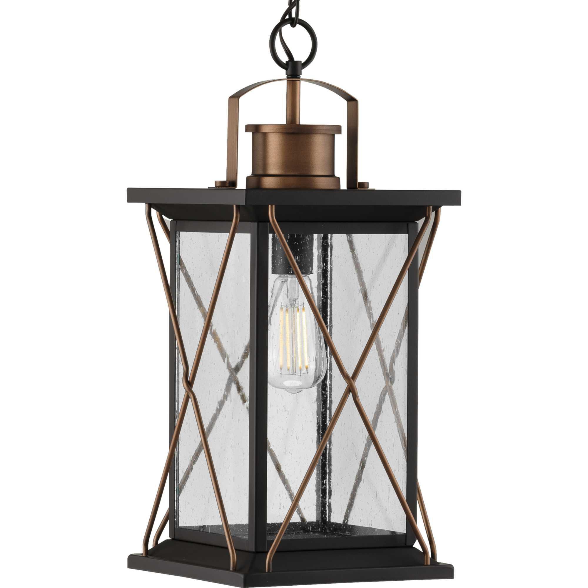 Shown in Antique Bronze finish and Clear Seeded glass