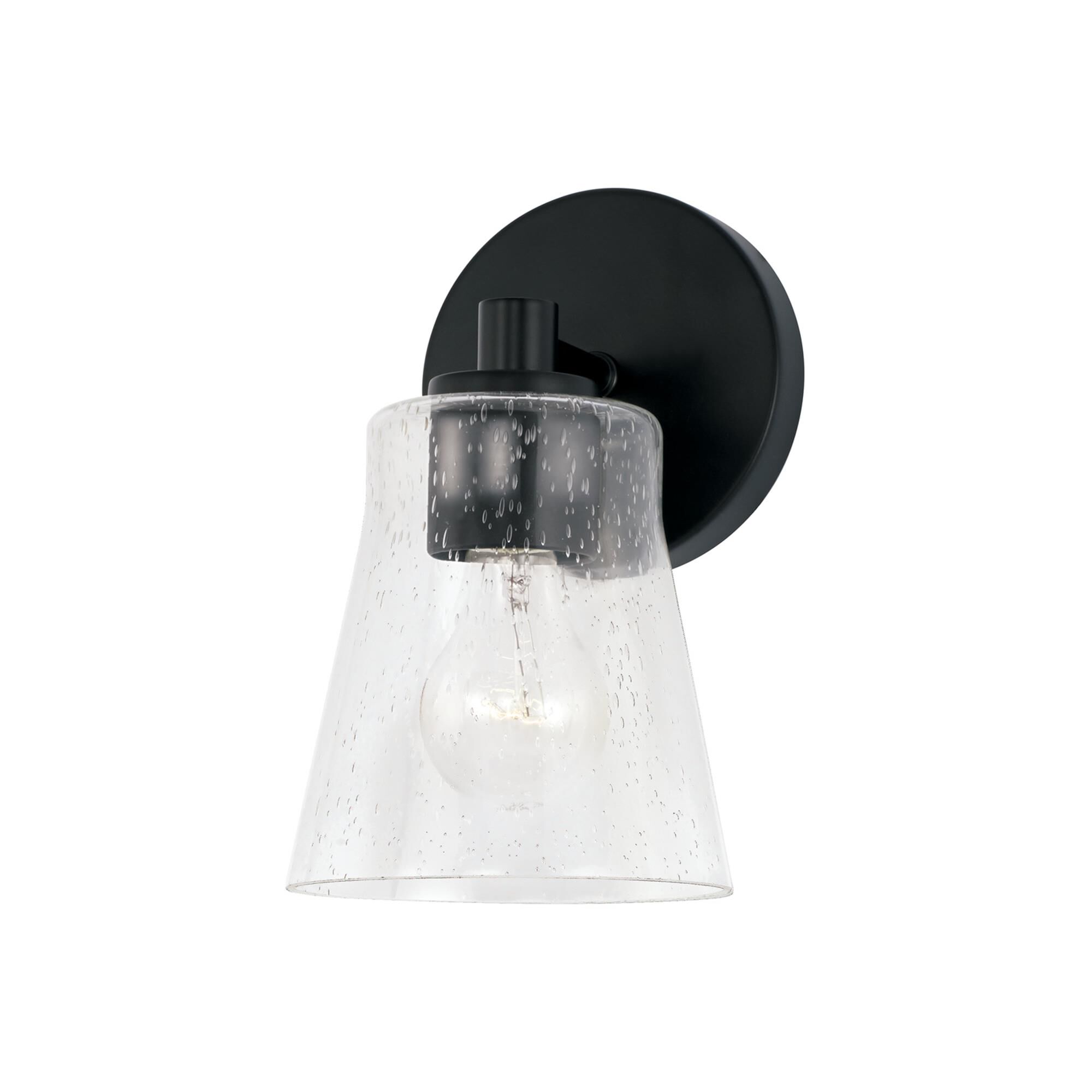 Shown in Matte Black finish and Clear Seeded glass