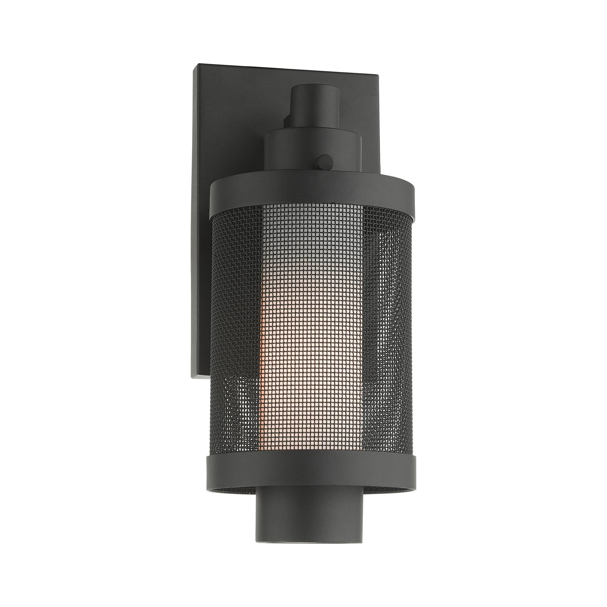 Shown in Textured Black finish and Black Stainless Steel Mesh With Satin Opal White glass and Black Stainless Steel Mesh With Satin Opal White Glass shade