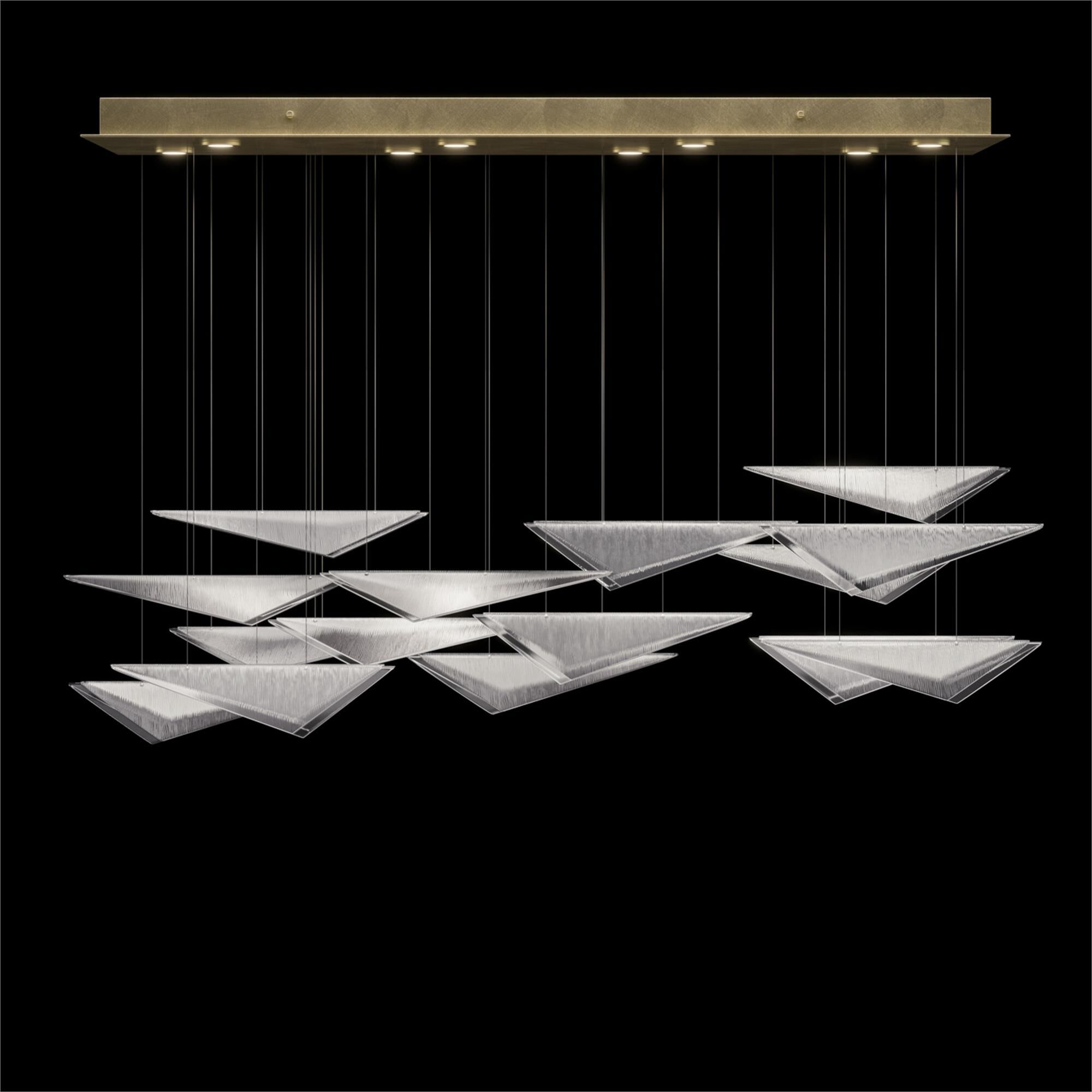 Shown in Gold finish and Clear Linear glass