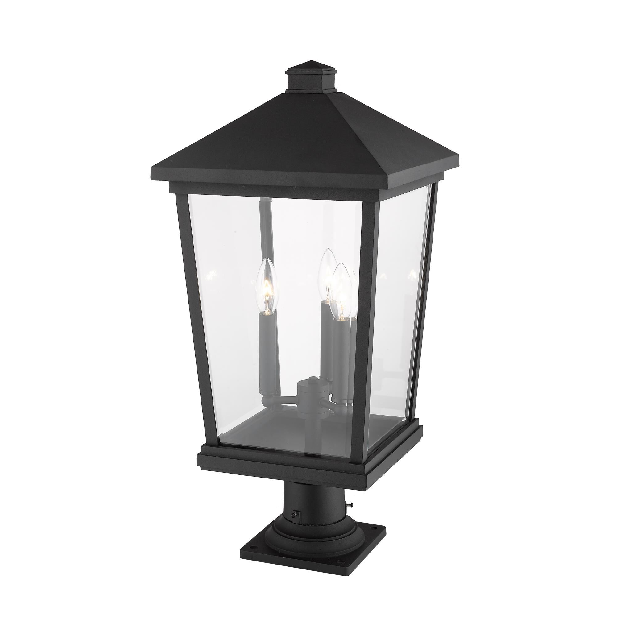 Shown in Black finish and Glass shade