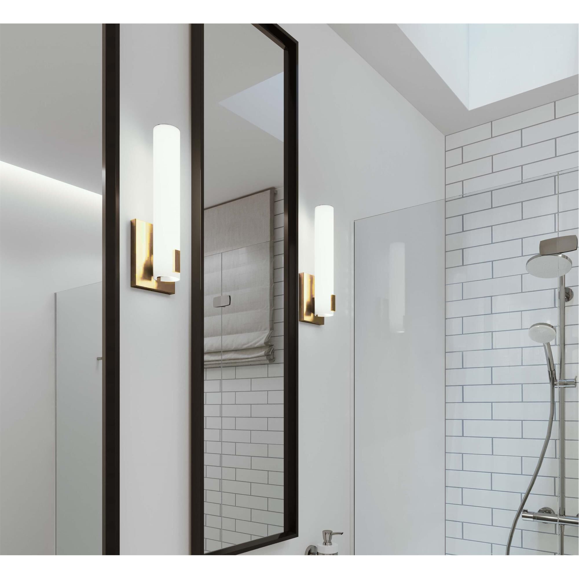 Shown in Light Antique Brass finish and White Acrylic glass