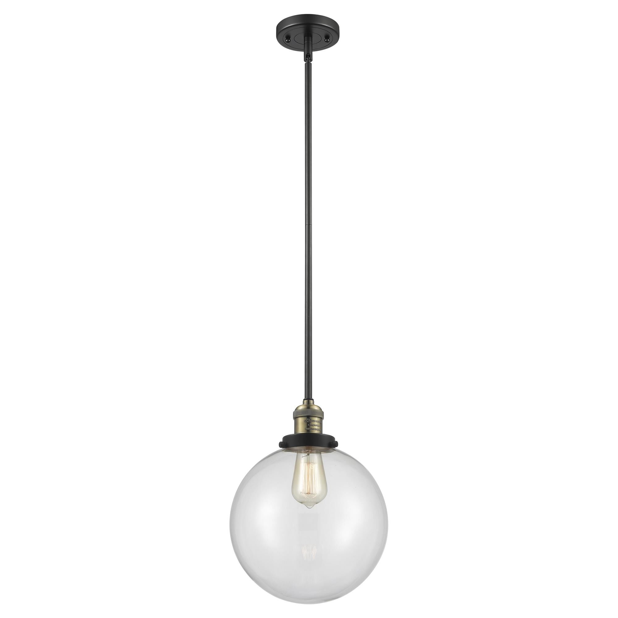 Shown in Black Antique Brass finish and Clear glass